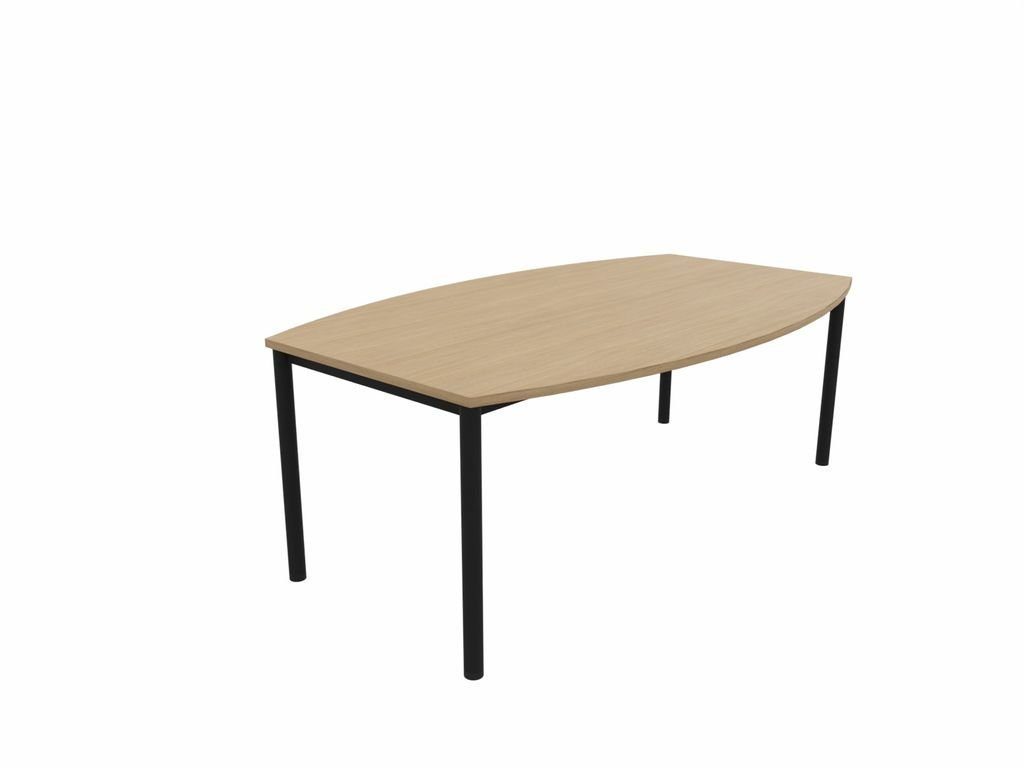 Nowy Styl Konferenztisch, E10 Konferenztisch Bootsform Rundrohr-Gestell, 80-100 cm Tief, Eiche