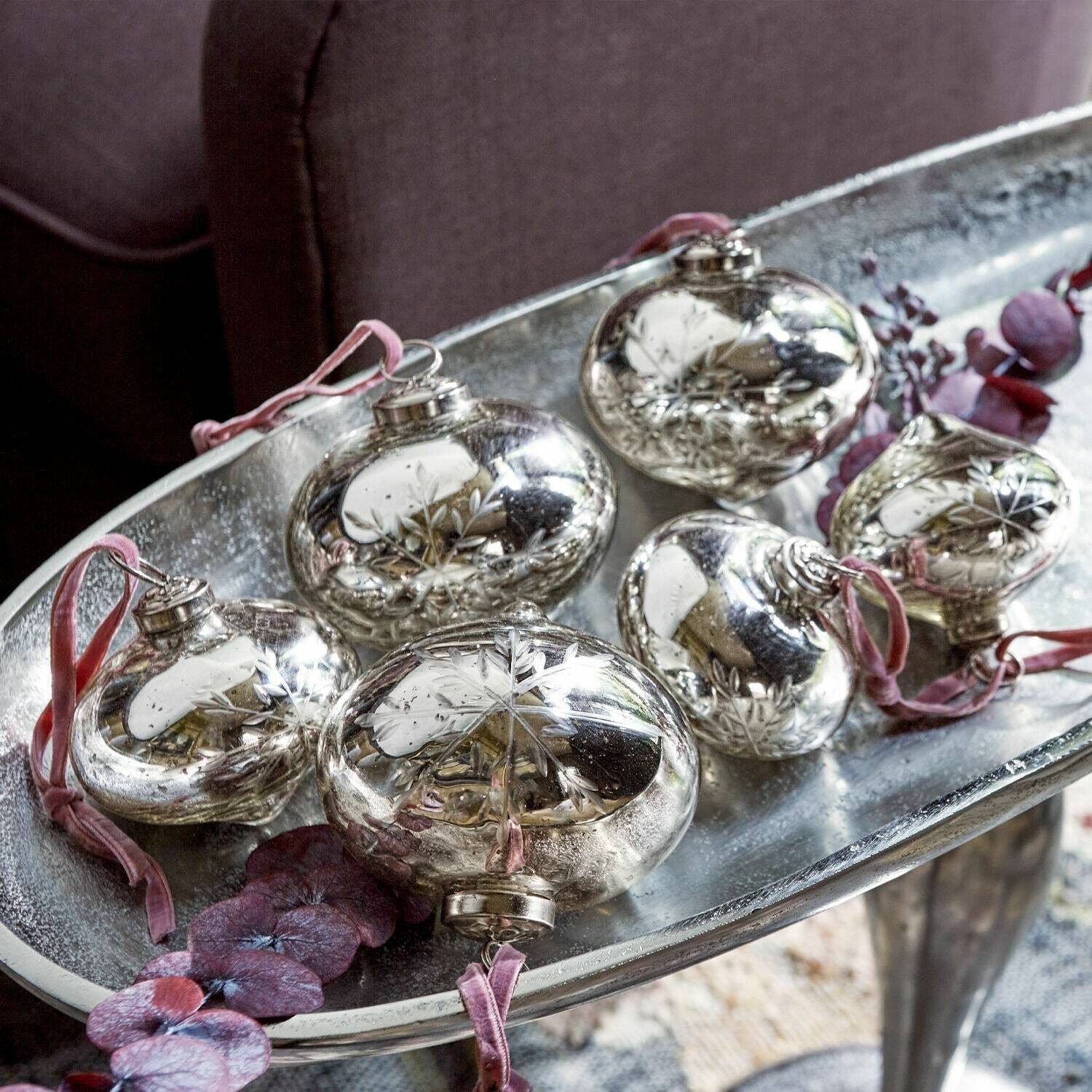 Mirabeau Christbaumschmuck Weihnachtskugeln 6er Set Isaulie silber, none