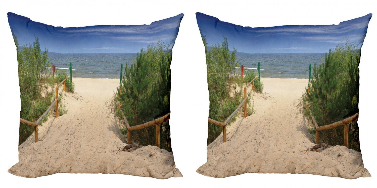 Doppelseitiger Digitaldruck, Pathway Stück), (2 Strand Peaceful Shore Modern Abakuhaus Accent Sandy Kissenbezüge