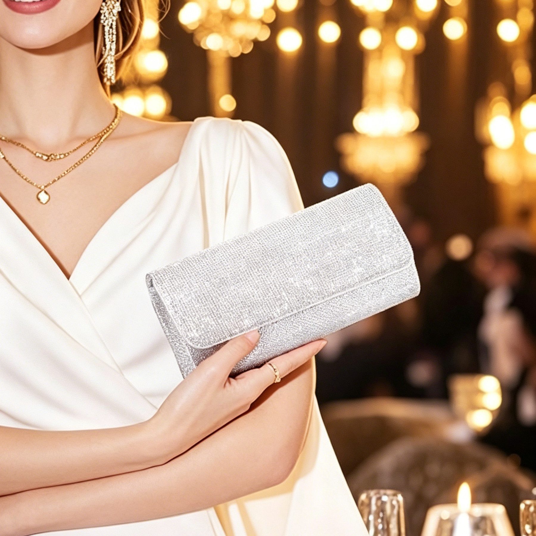 Mutig Abendtasche Damen Clutch Abendtasche mit Kette, Glänzende Pailletten Umhängetasche (elegante Crossbody Handtasche für Damen, stilvolle Schultertasche), fü – Bild 5 von 5