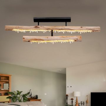 Globo LED Deckenleuchte, LED-Leuchtmittel fest verbaut, Warmweiß, Deckenleuchte Holz Rustikal Wohnzimmerlampe Holz
