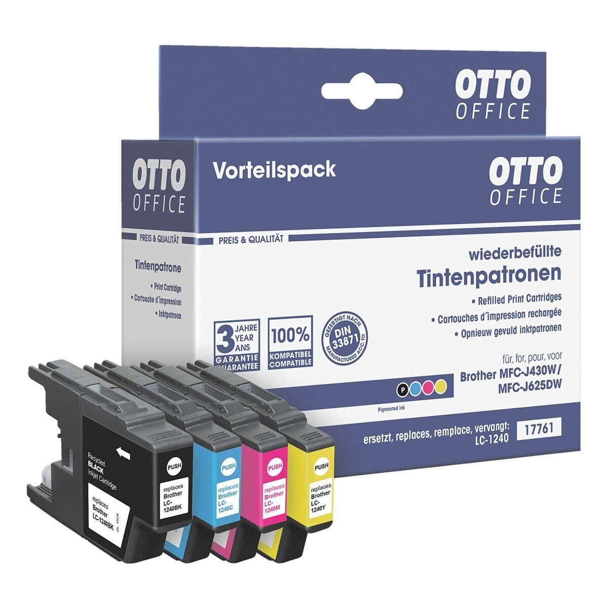 Otto Office  Office Tintenpatrone (4-tlg., ersetzt Brother »LC1240«, schwarz, cyan, magenta, gelb)