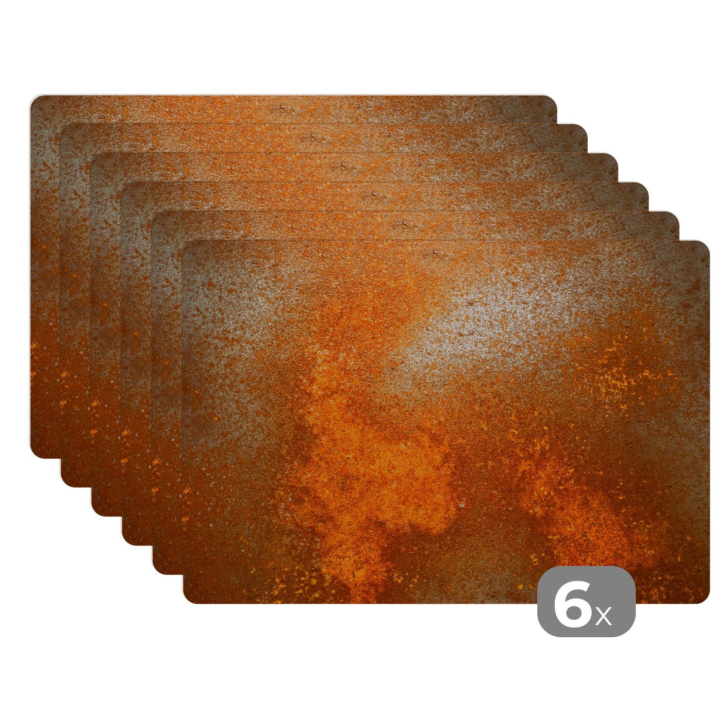 MuchoWow Platzset Metall - Rost - Orange - Vintage - Industriell, (6-St), Platzsets, Tischset, Abwaschbar, Tischsets, Platzdeckchen