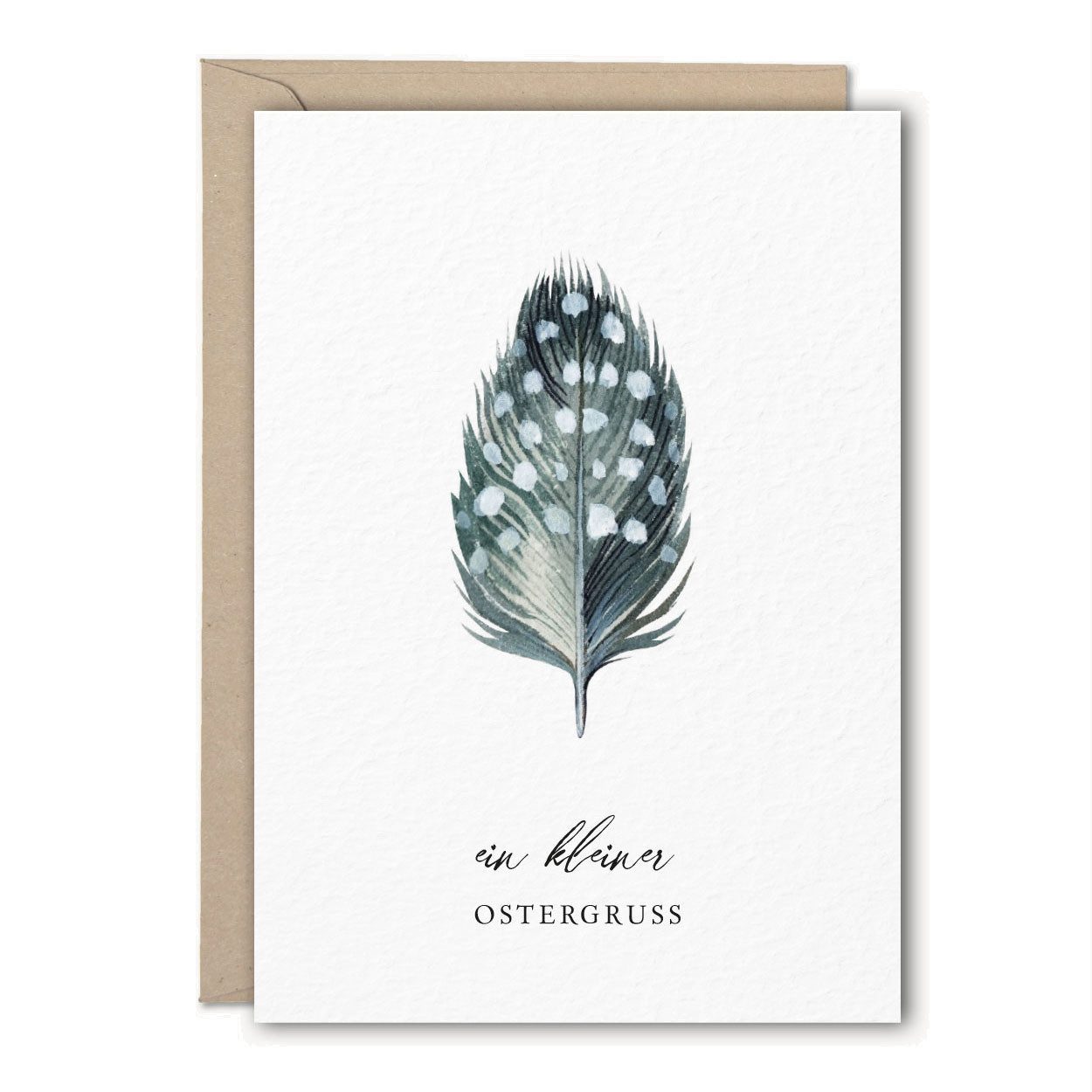 Osterkarte Feder "ein kleiner Ostergruss", 3 STÜCK Grußkarte mit Briefumschlag