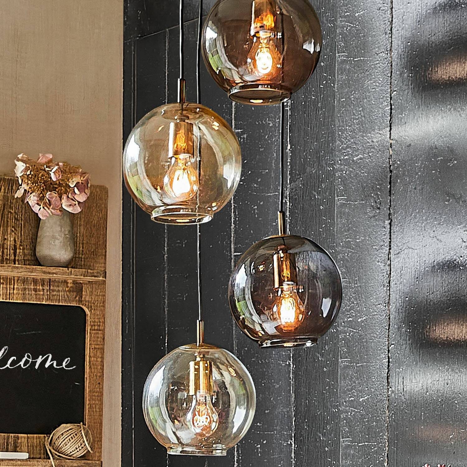 Mirabeau Hängeleuchten Hängelampe Brontille braun/antikmessing