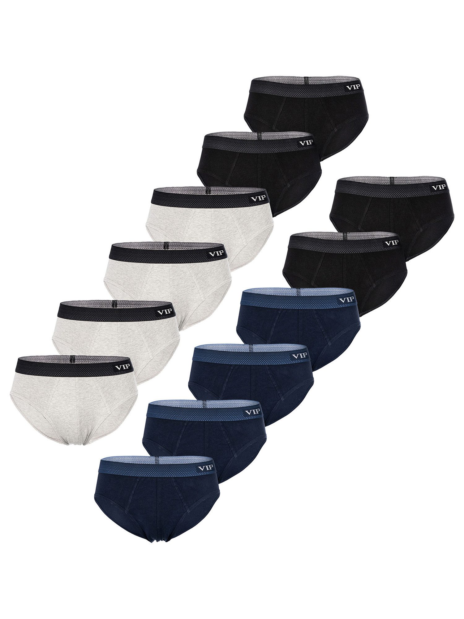 VIP Slip Premium Jersey Stretch - 12er Set - klassische Unterhosen (12-St) Unterwäsche Männer Herren Uni Baumwoll-Mix (95% Baumwolle) 12-Pack
