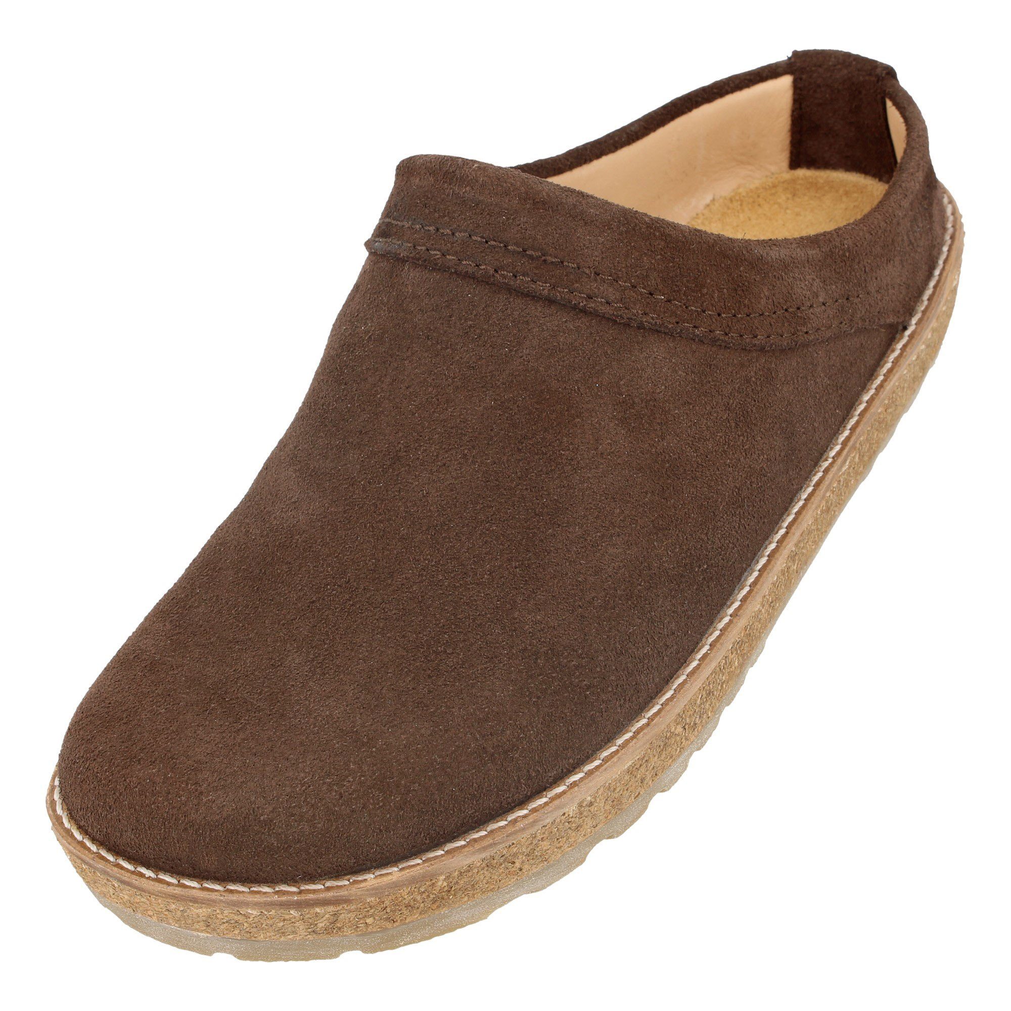 Travel Classic Eleganter Clog aus Leder mit Korkfußbett und Gummisohle Hausschuh