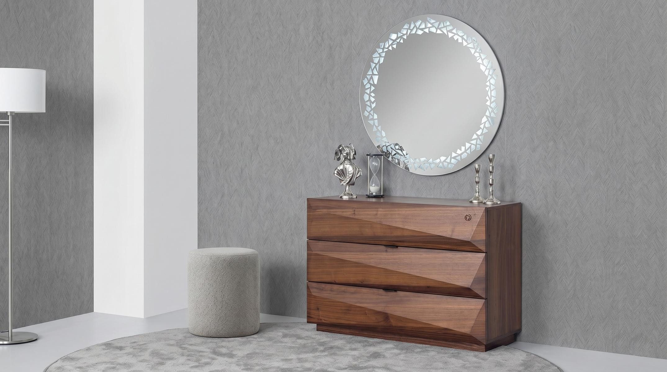 JVmoebel Dekospiegel Spiegel Mit LED Modern Silber Elegant Wandspiegel Kristall Rund, Made in Europa