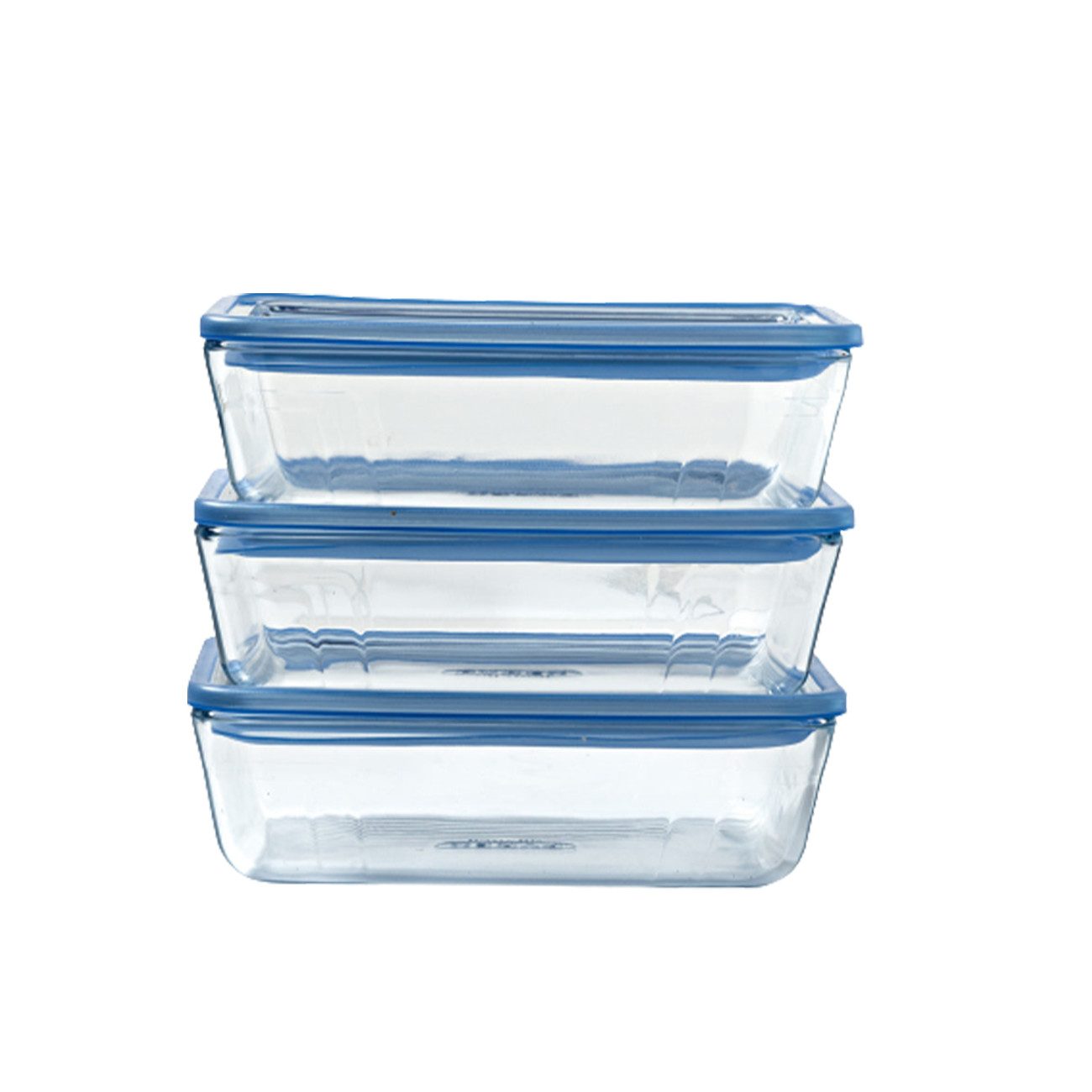 PYREX Frischhaltedose Zero Plastic - Bundle bestehend aus 3 Frischhaltedosen 0,8l, (Set, 3-teiliges Set, ineinander stapelbar), Plastikfrei, Made in France, Borosilikatglas