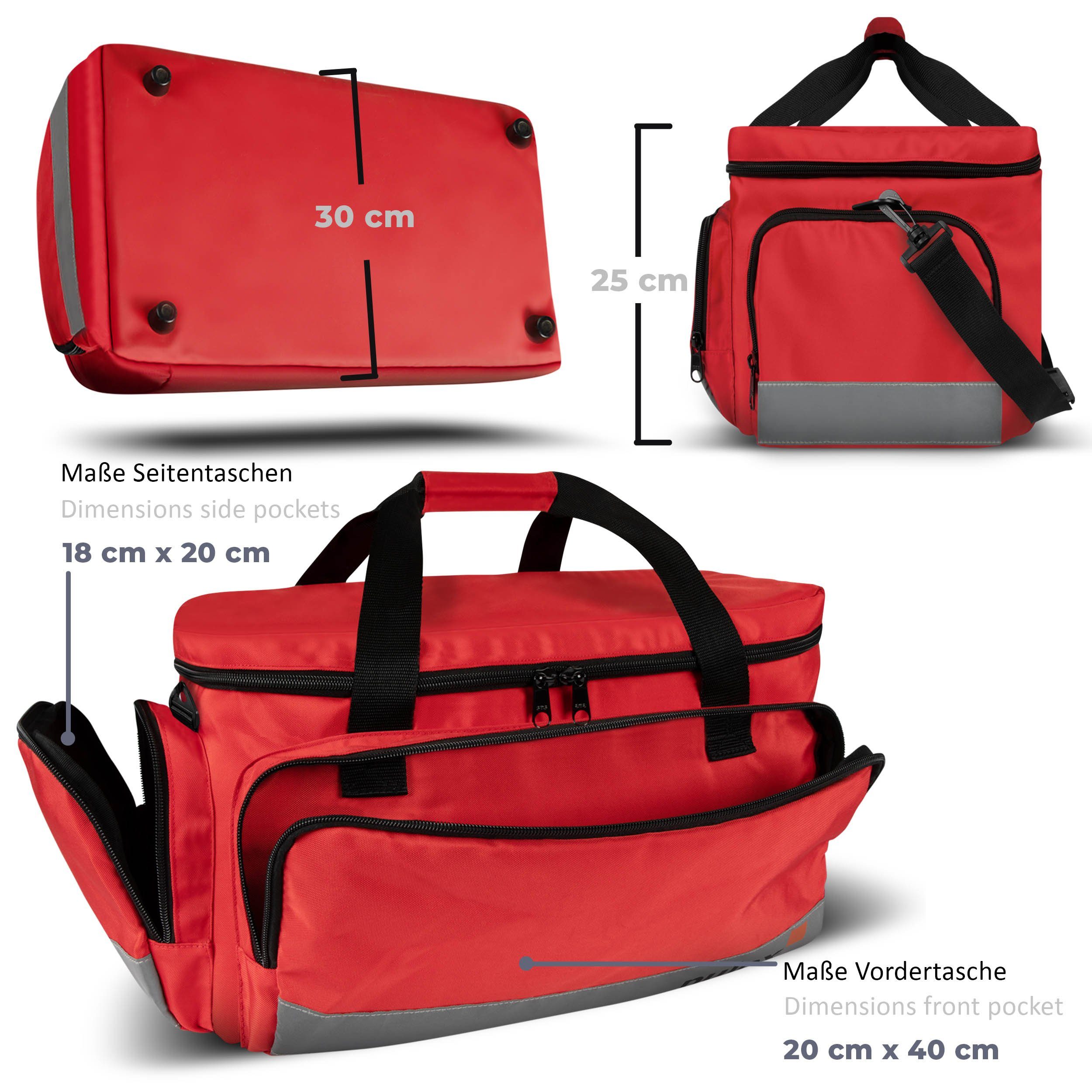 pulox Erste-Hilfe-Set Erste Hilfe Tasche - Notfalltasche Einzeln in Rot - 44 x 27 x 25 cm