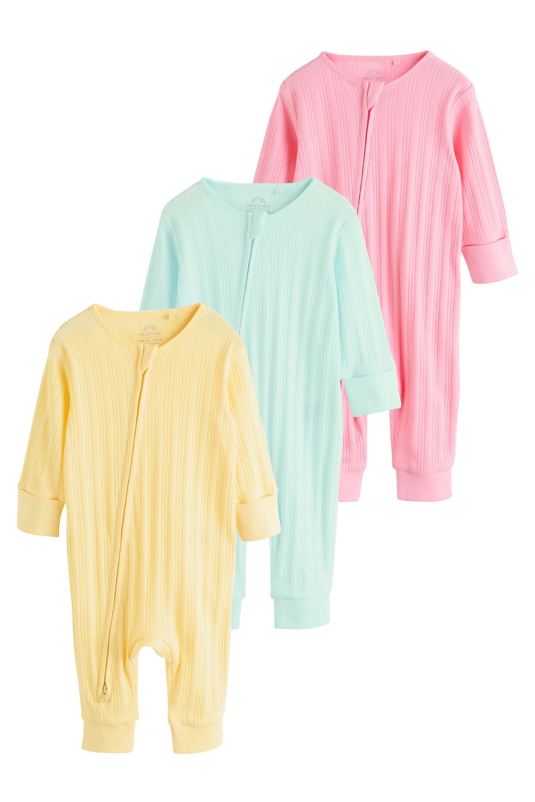 Next Schlafoverall Gerippte Babyschlafanzüge, 3er-Pack (3-tlg)