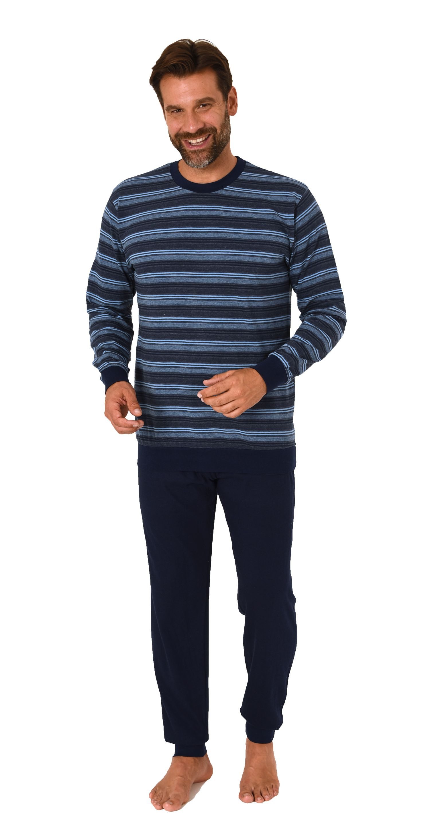 Normann Pyjama Normann Herren Frottee Schlafanzug Streifenoptik – auch in Ü günstig online kaufen