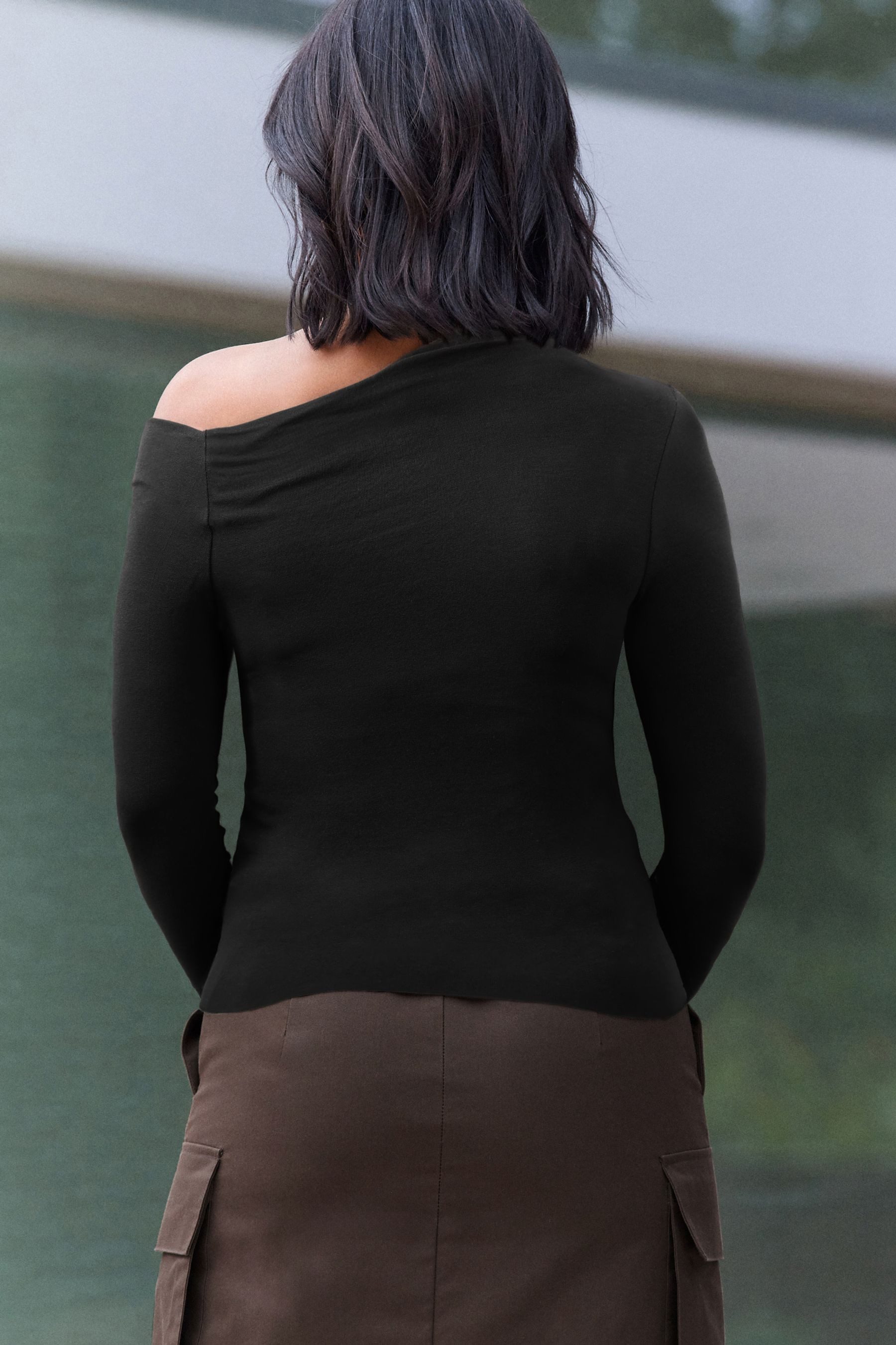 Next Langarmshirt Langärmeliger asymmetrisches Raff-Oberteil (1-tlg) günstig online kaufen