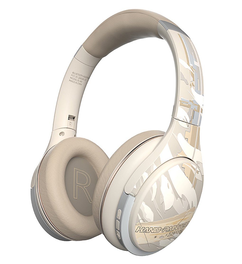 Over-Ear-Kopfhörer (Bluetooth Headset Cancelling, Mutoy Beige Kopfhörer,Gaming Over Bluetooth, 5.2, Noise Headset,Wireless Ear Wireless) Active