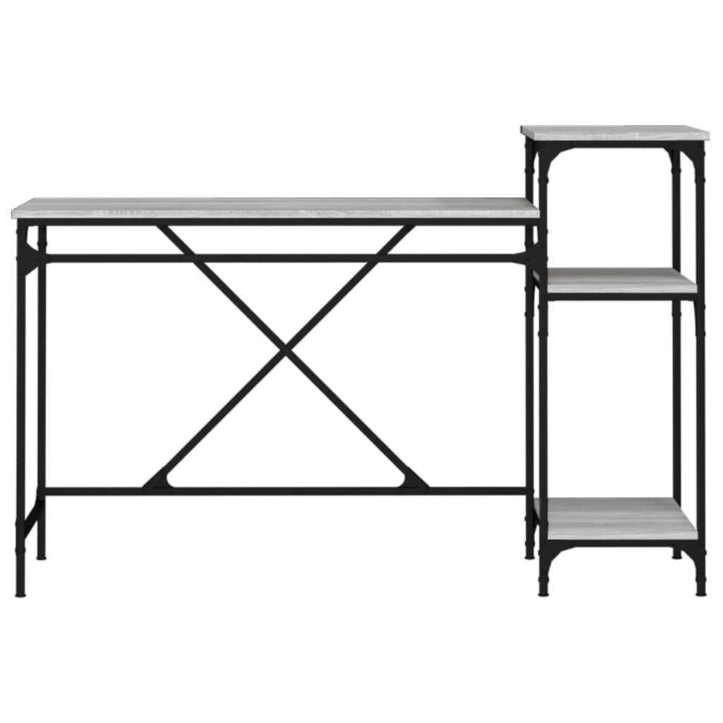 furnicato Schreibtisch Regal mit 135x50x90 cm Holzwerkstoff Sonoma Grau