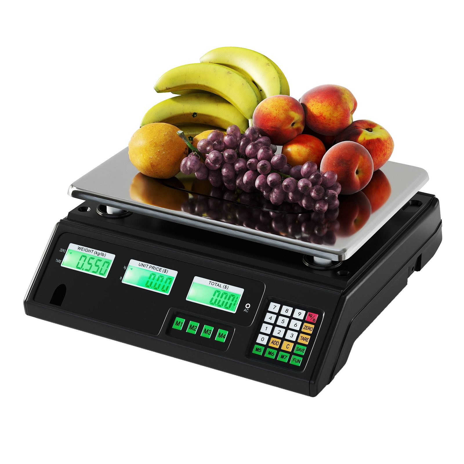 COSTWAY Präzisionswaage, 40kg Ladenwaage mit Beidseitigem LCD-Display