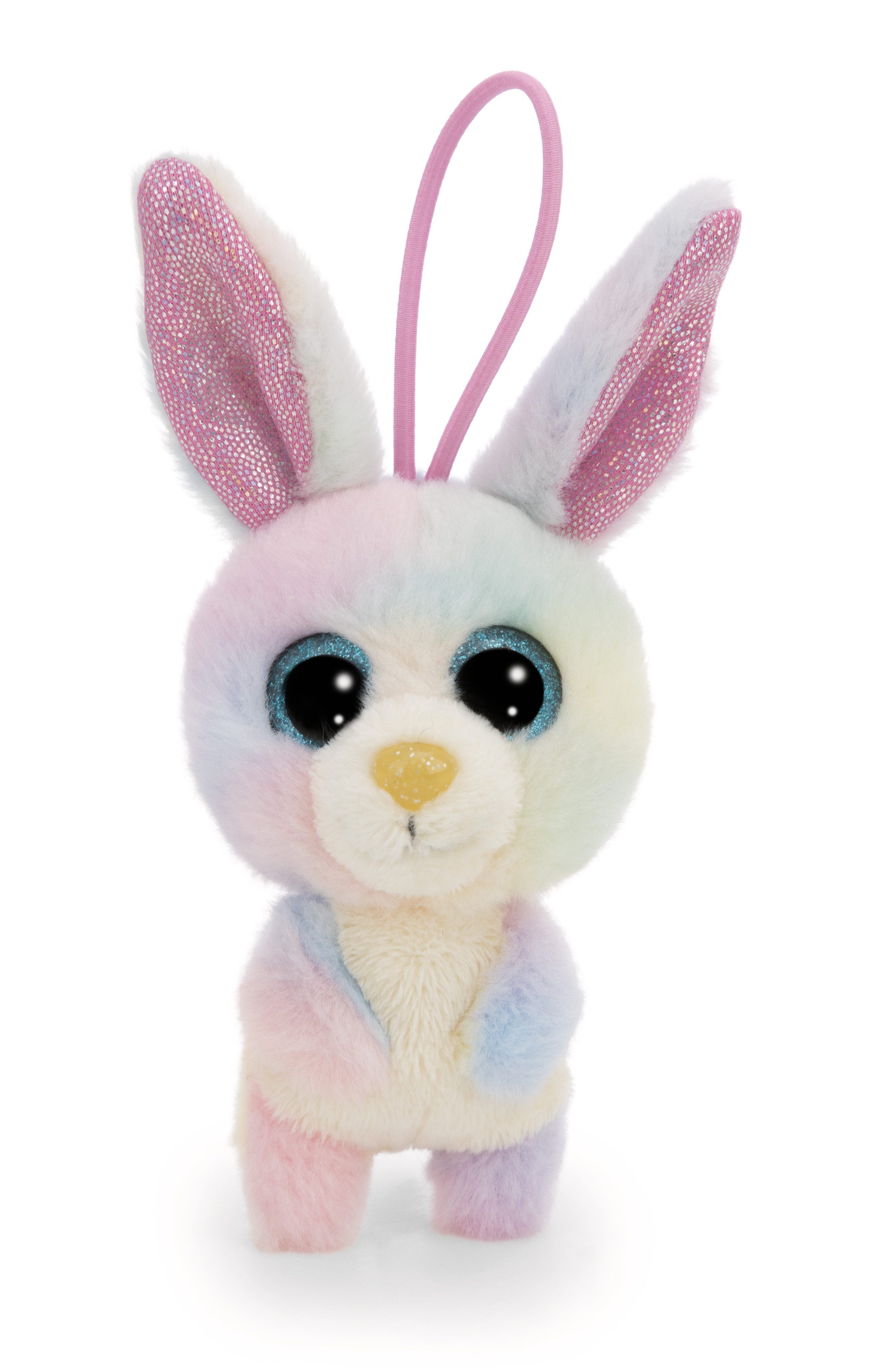 Nici Schultüte Glubschis Kuscheltier Anhänger 9 cm Hase Rainbow Schlüsselanhänger, als Back to School Geschenk, mit großen Glitzeraugen