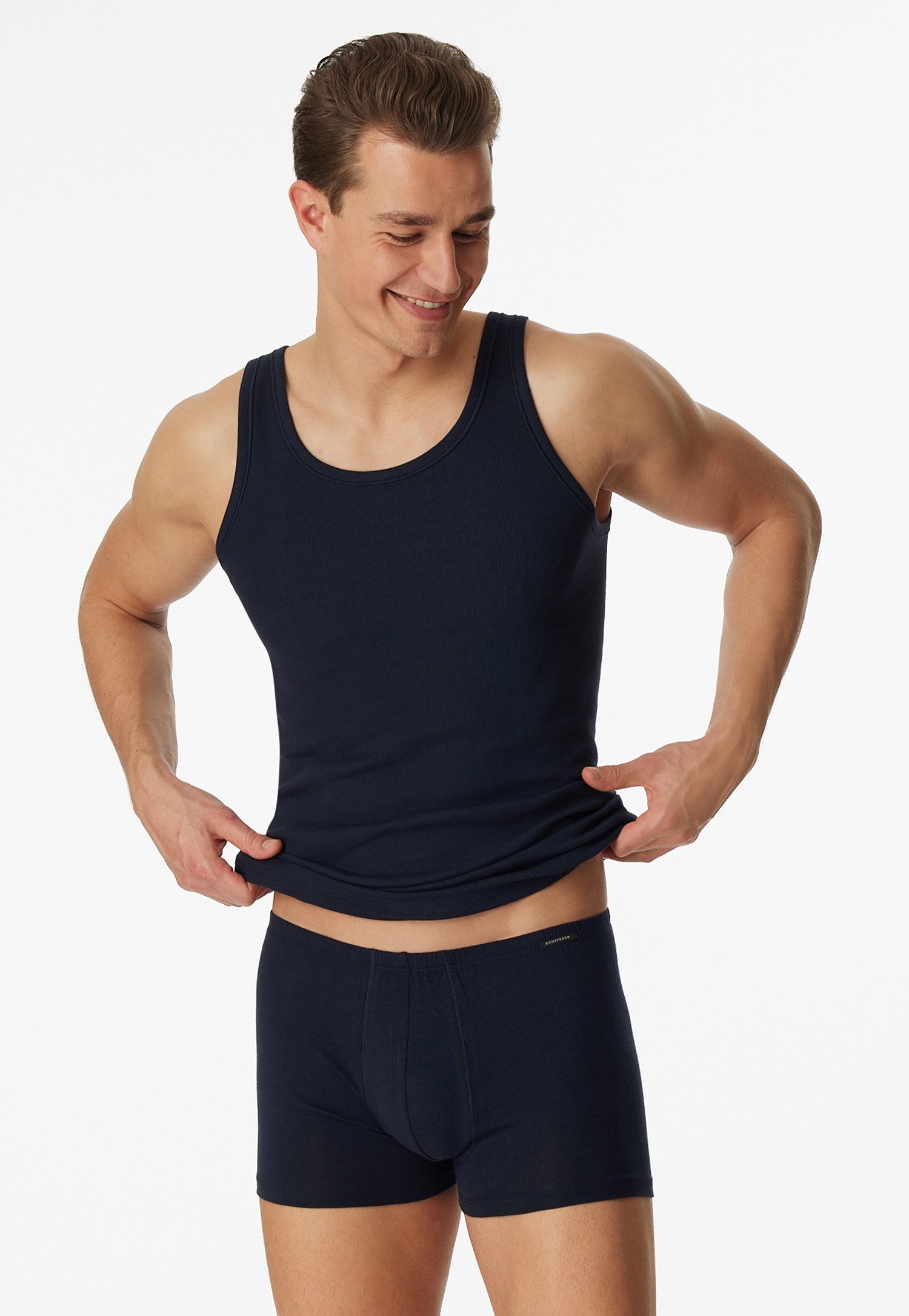 Schiesser Unterhemd Essentials Feinripp (4er Vorteilspack) 100% gekämmte Ba günstig online kaufen