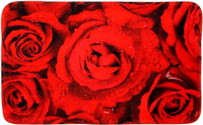 Badematte Rosen Sanilo, Höhe 15 mm, schnell trocknend, Polyester, rechteckig, Memory Schaum