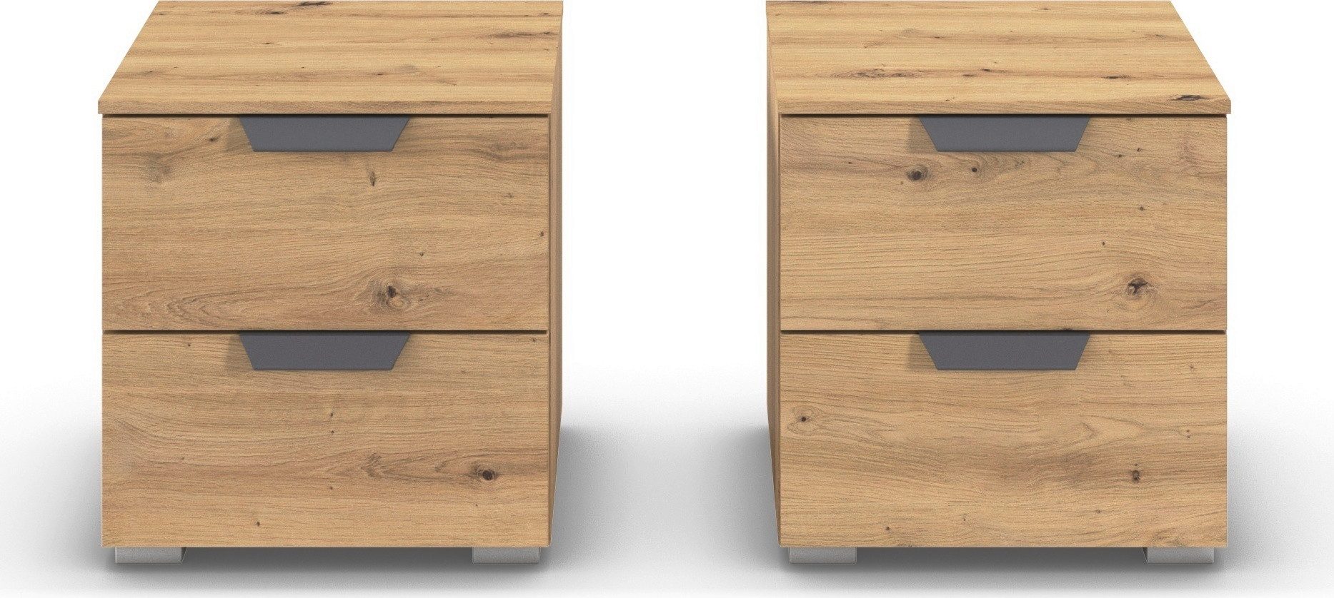 rauch Nachtkommode Nachttisch Nachtkonsole COSTA Set mit farblich passenden Metallgriffen (2 St., in 2 Griff-Farben, Breite je 40 cm), je zwei geräumige Schubladen MADE IN GERMANY