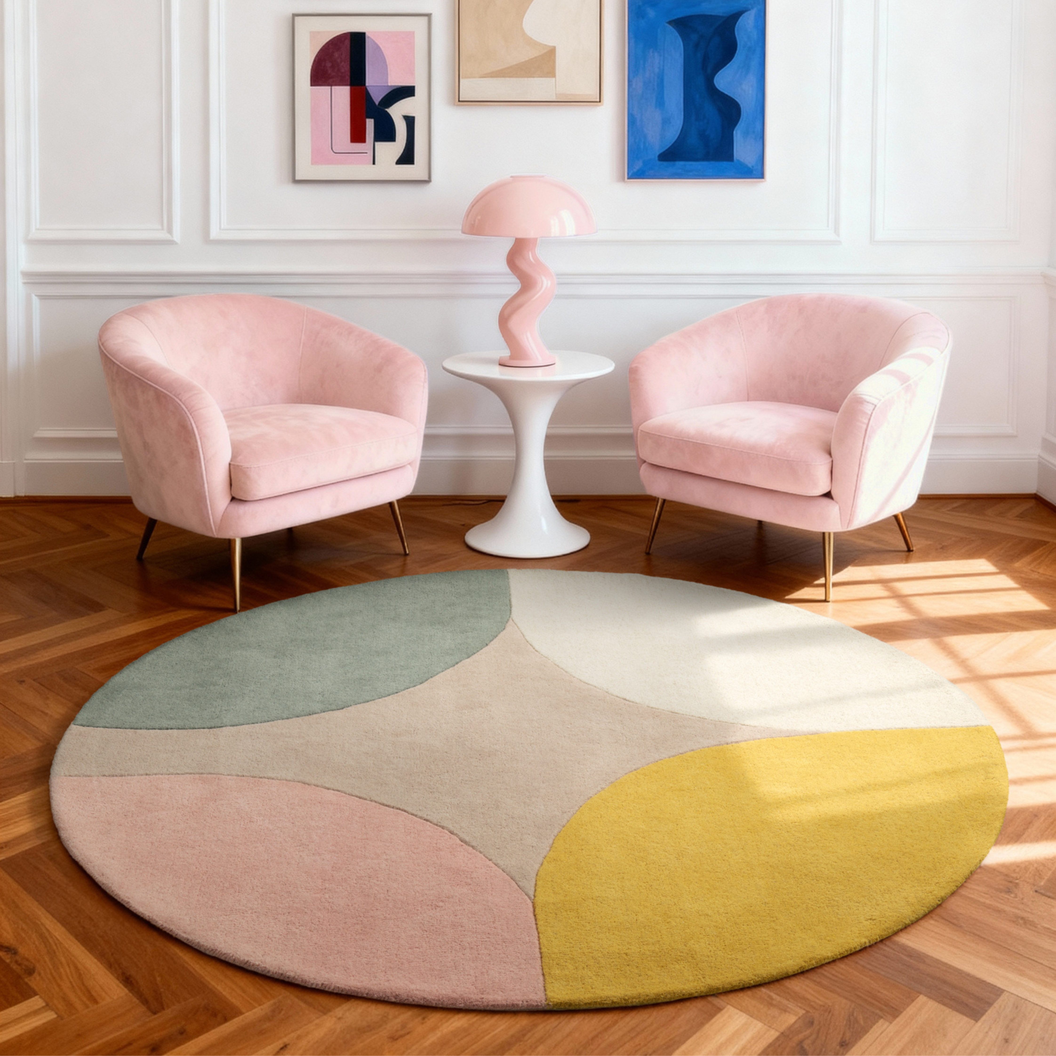 Ted Baker Wollteppich Cecil, rund, Höhe: 17 mm, Wolle, Naturteppich, Handgemacht, Wohnzimmer, Schlafzimmer, bunt