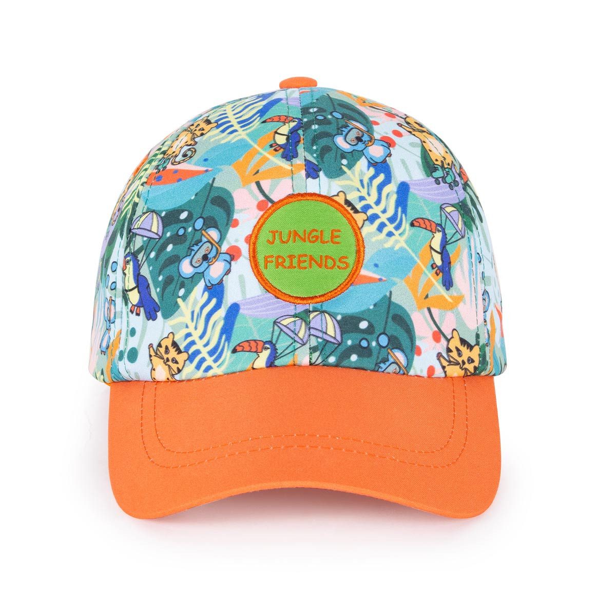 MILK&MOO Sonnenhut Milk&Moo Jungle Friends Kinderhut, 4-6 Jahre Orange Schirm Verstellbar (1-St)