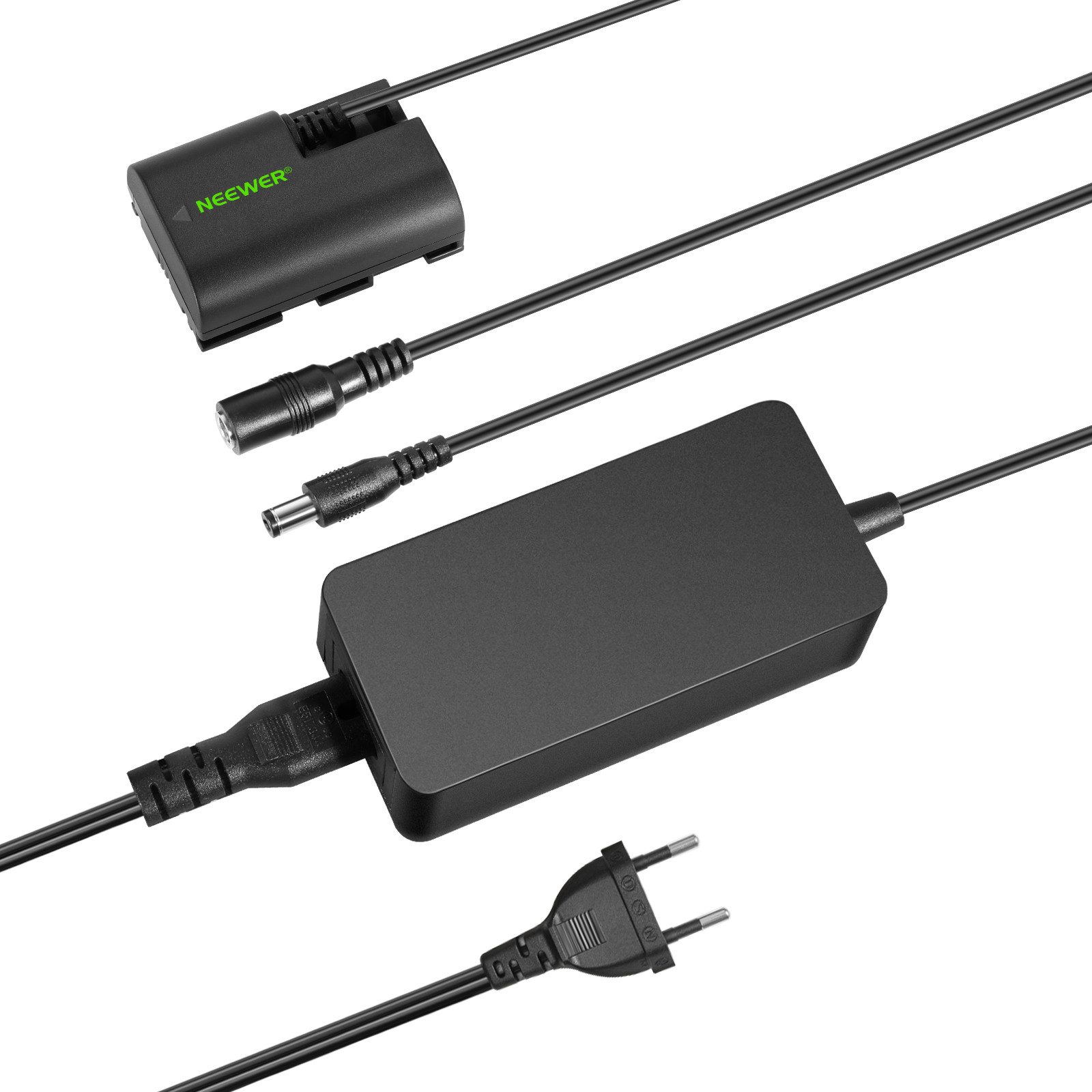 Neewer DR-LPE6 Dummy Battery LP-E6 mit Netzteil für Canon R5/R6/5D Kamera-Ladegerät (Packung)