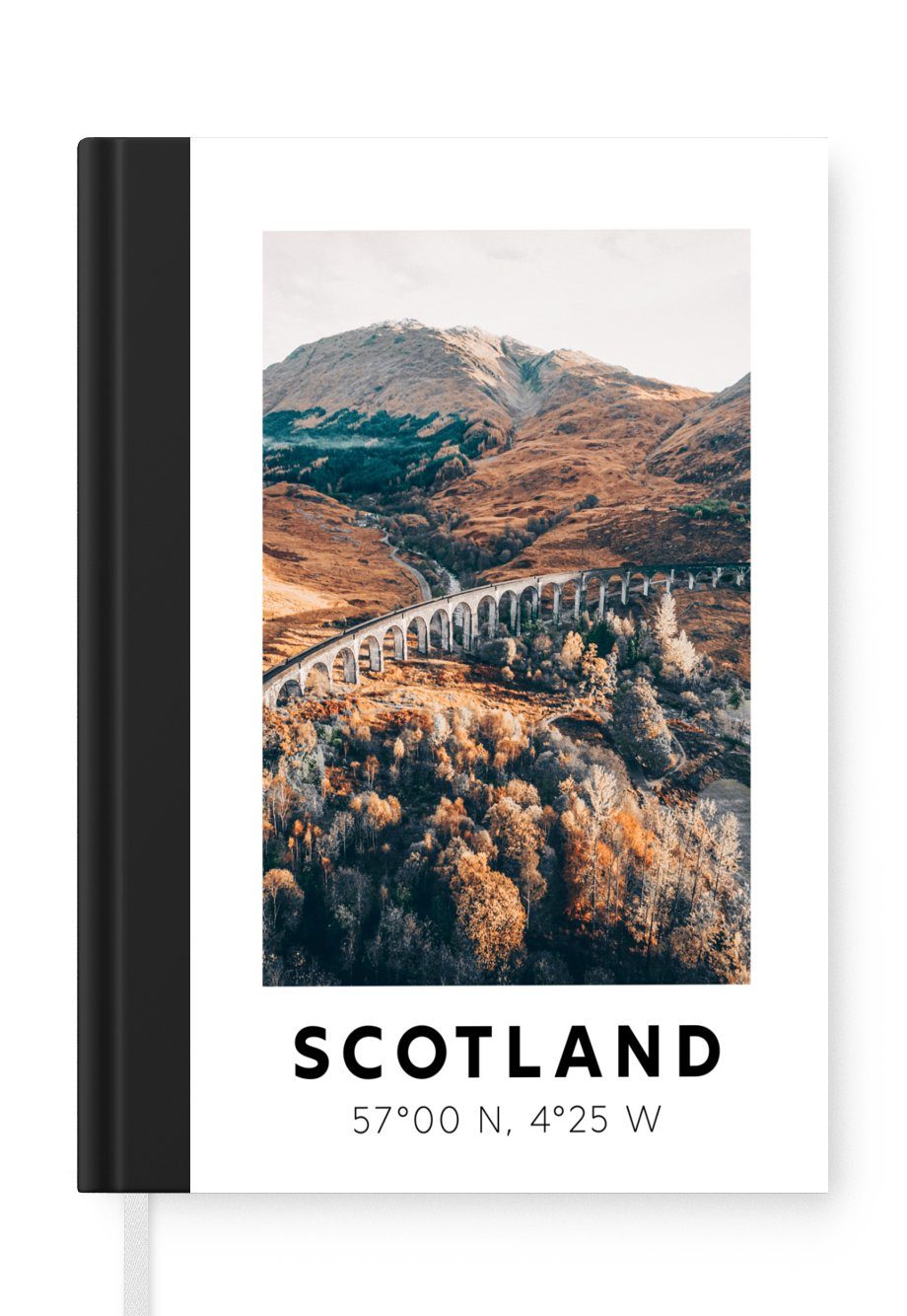 MuchoWow Notizbuch Schottland - Brücke - Hügel, Journal, Merkzettel, Tagebuch, Notizheft, A5, 98 Seiten, Haushaltsbuch