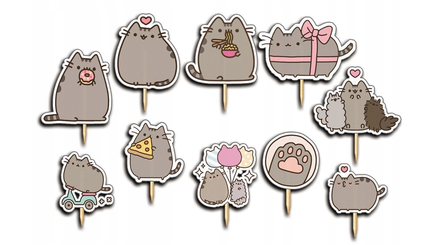 Festivalartikel Tortenstecker Katze Topper Set 10 Stk cat Geburstag Torten Deko Kuchen Junge dodo