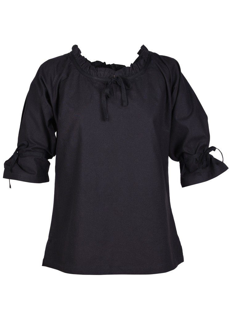 Battle Merchant Burgfräulein-Kostüm Markt-Mittelalter Bluse Birga 3/4 Arm Schwarz Größe XL