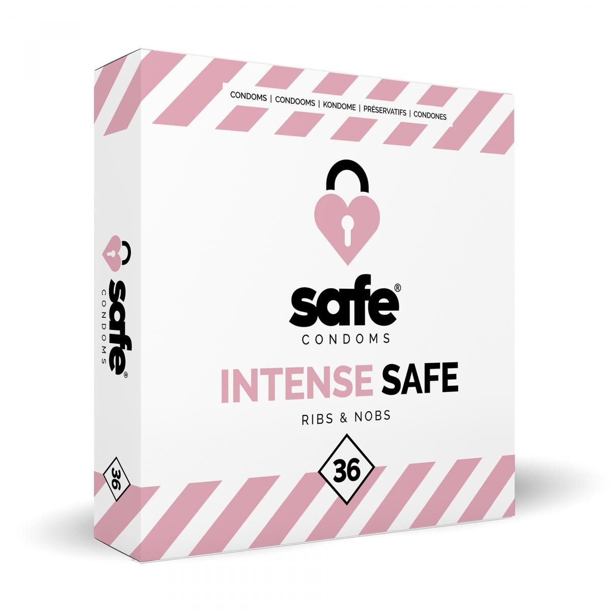 Safe Kondome 36er Pack Gerippt und Genoppt Verhütung Sex Condoms Vanille Duft Packung, 36 St., 36er Pack, Gerippt und Genoppt