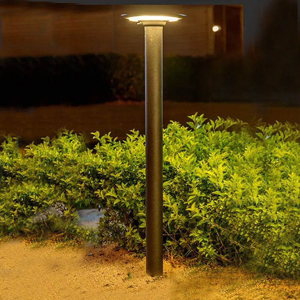 Arnusa LED Außen-Stehlampe und Solar Kaltweiß integriert, LED warm einstellbar 98 Pollerleuchte Sockelleuchte Warmweiß, Gartenleuchte Double Color fest Kaltweiß Wegeleuchte cm, und Tageslichtsensor