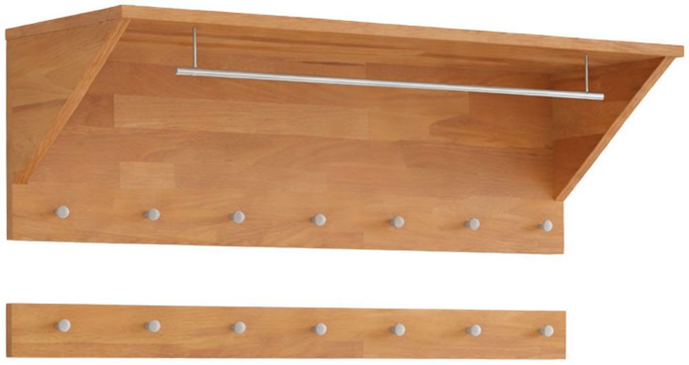 OTTO home Hakenleiste Maximus: 2-teiliges Set, Flurgarderobe, Garderobenleisten, (2 St), 85cm Breit, Teilmassiv, 14Kleiderhaken, 1Kleiderstange, 1Ablagefach