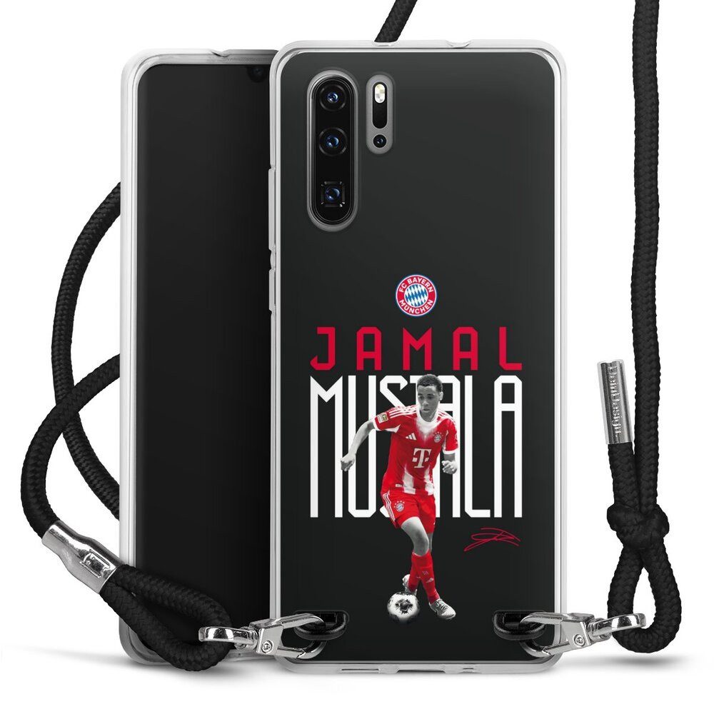 DeinDesign Handyhülle FC Bayern München Jamal Musiala Offizielles Lizenzprodukt, Huawei P30 Pro New Edition Handykette Hülle mit Band Case zum Umhängen