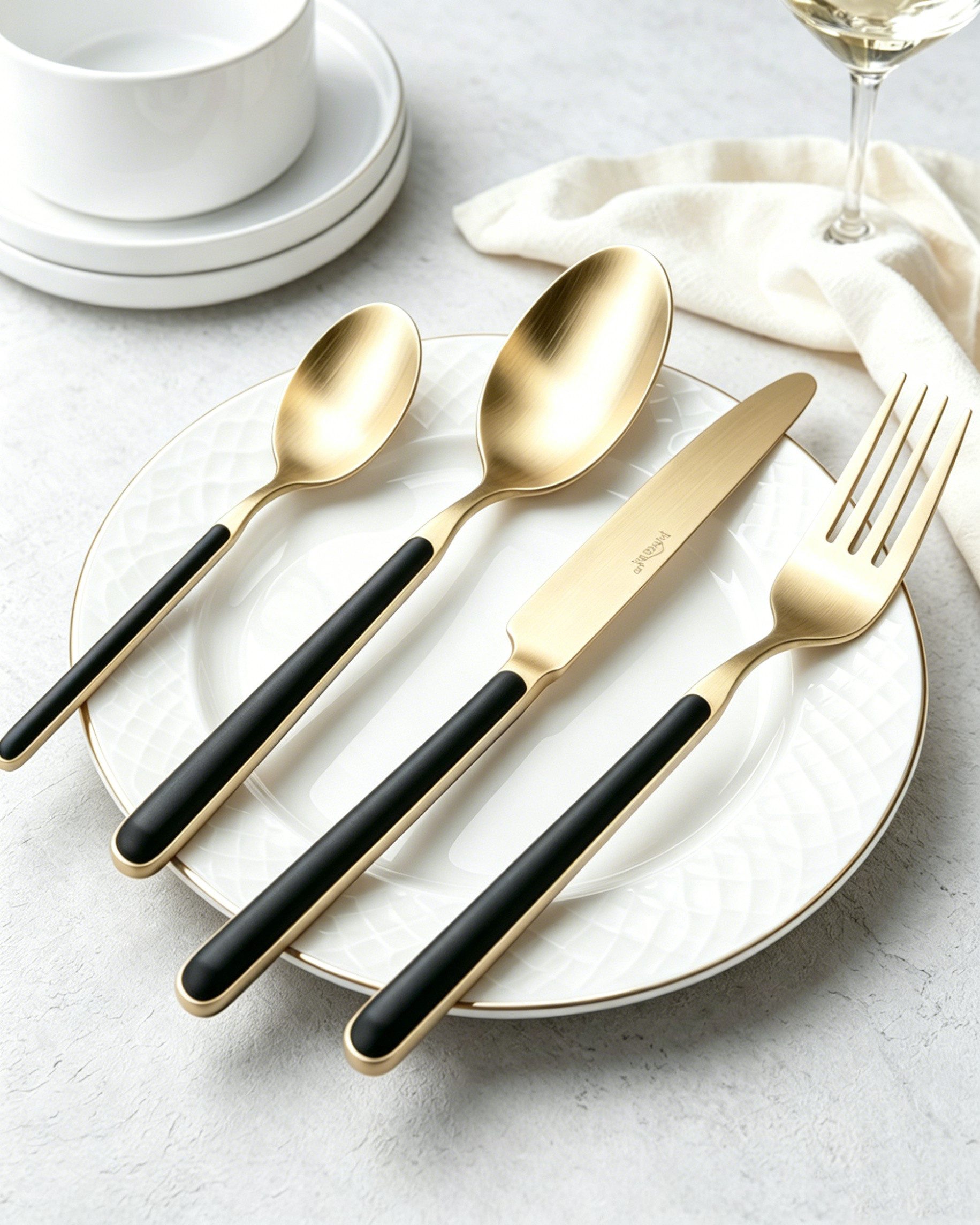 HOMELUX Besteck-Set Besteck set,elegante Stilsicherer Optik,ergonomisch,Wellenschliff,Gold (24-tlg), 6 Personen, Edelstahl, Edelstahl,Titan-Beschichtung,Matt poliert,hochwertiger Besteckkasten