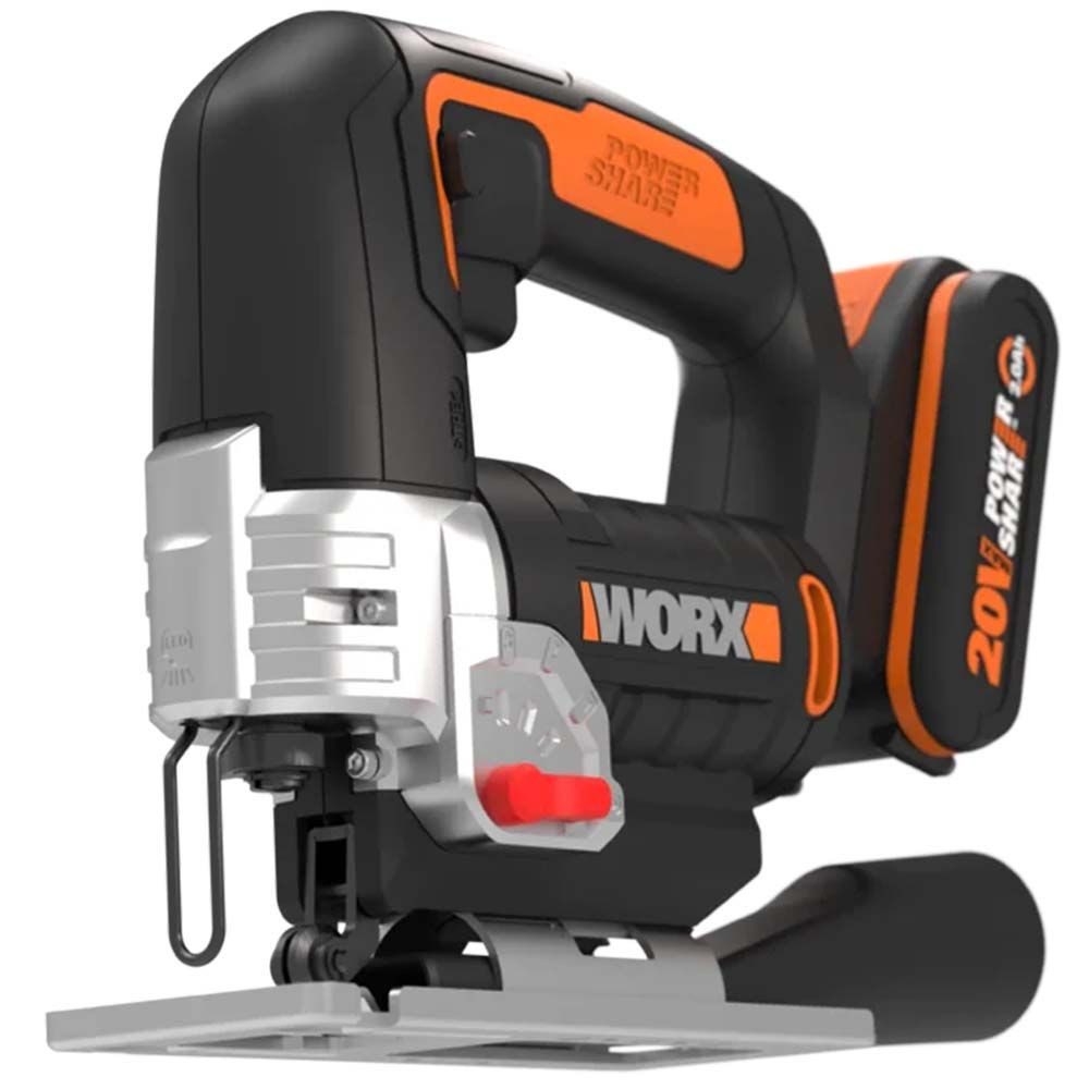Worx Handkreissäge Worx Akku-Stichsäge WX543 mit Akku 20V/2,0Ah, Ladegerät und Koffer