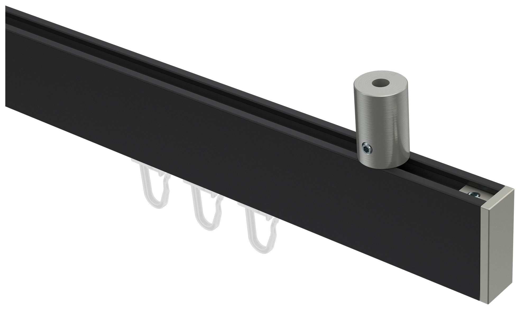 INTERDECO Innenlaufschiene Sonius Paxo, 1-läufig, Fixmaß, kürzbar, Deckenmontage, Aluminium, Schwarz / Edelstahl-Optik / Bicolor, 14x35