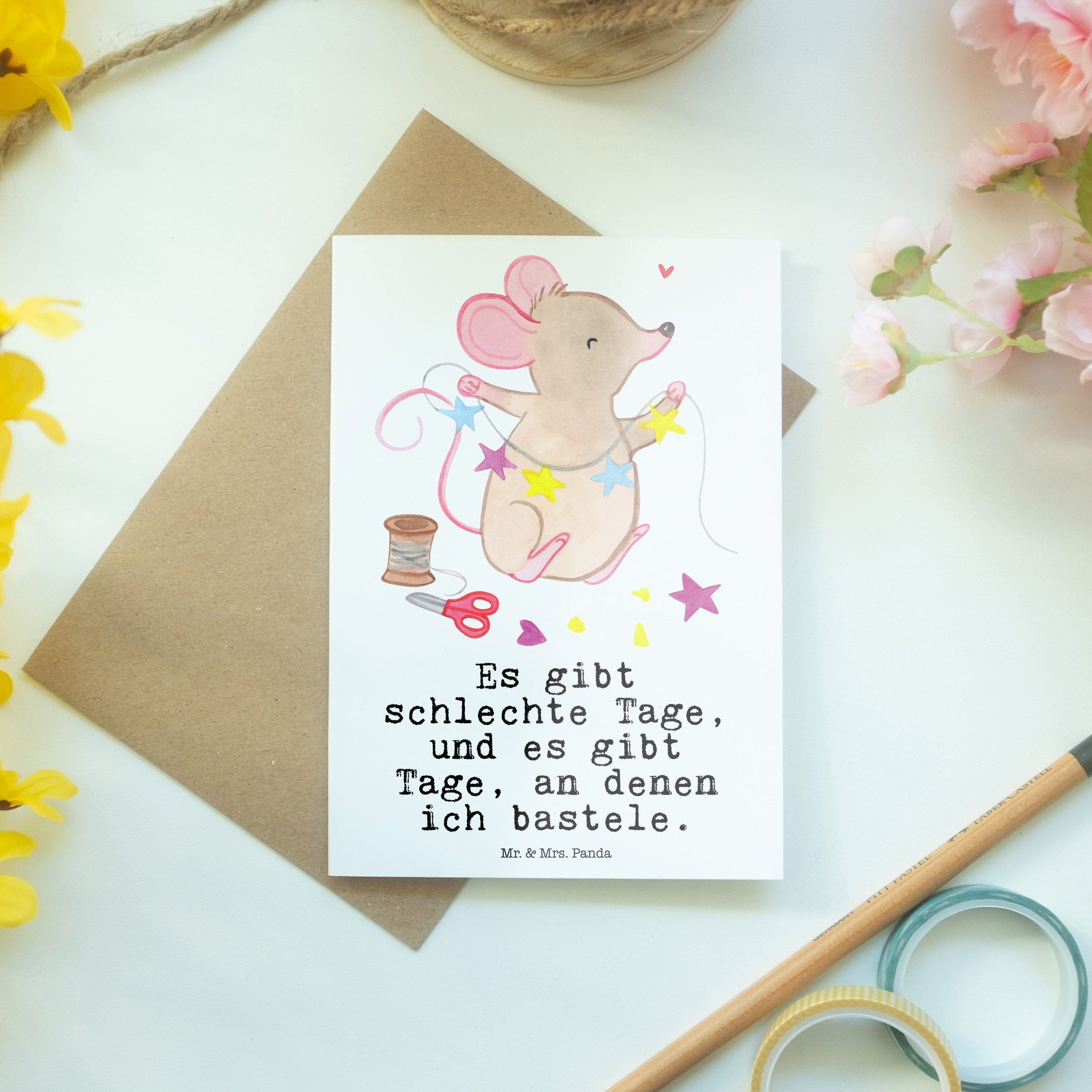 Mrs. Geschenk, - Basteln, Grußkarte Mr. Basteln Schenk Karte, kreatives & Weiß - Maus Panda Tage