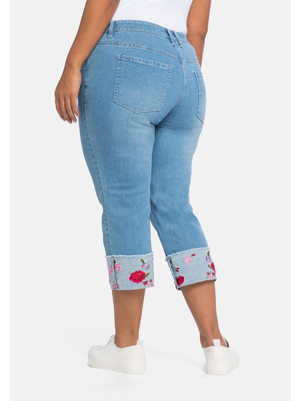 sheego by Joe Browns Stretch-Jeans Große Größen in 7/8-Länge, mit  besticktem Aufschlag