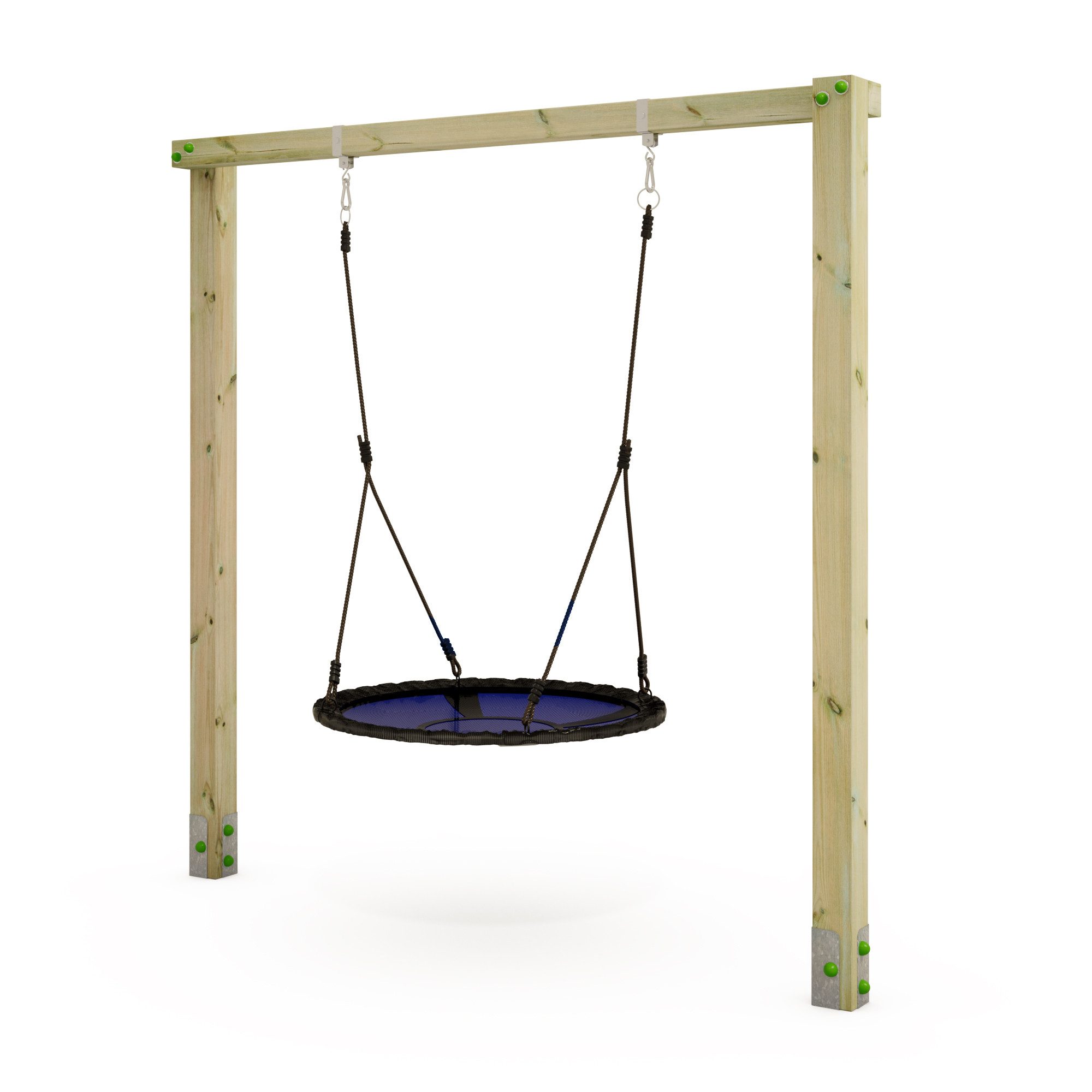 Wickey Nestschaukel Aero Sun – Holzschaukel mit Nestschaukel für Kinder, (Inklusive großer, höhenverstellbarer & bequemer Nestschaukel (98 cm) für mehrere Kinder, Fördert Gleichgewicht, Motorik - viel Platz für gemeinsames Spielen), Stabiles Holzgestell aus kesseldruckimprägniertem Holz