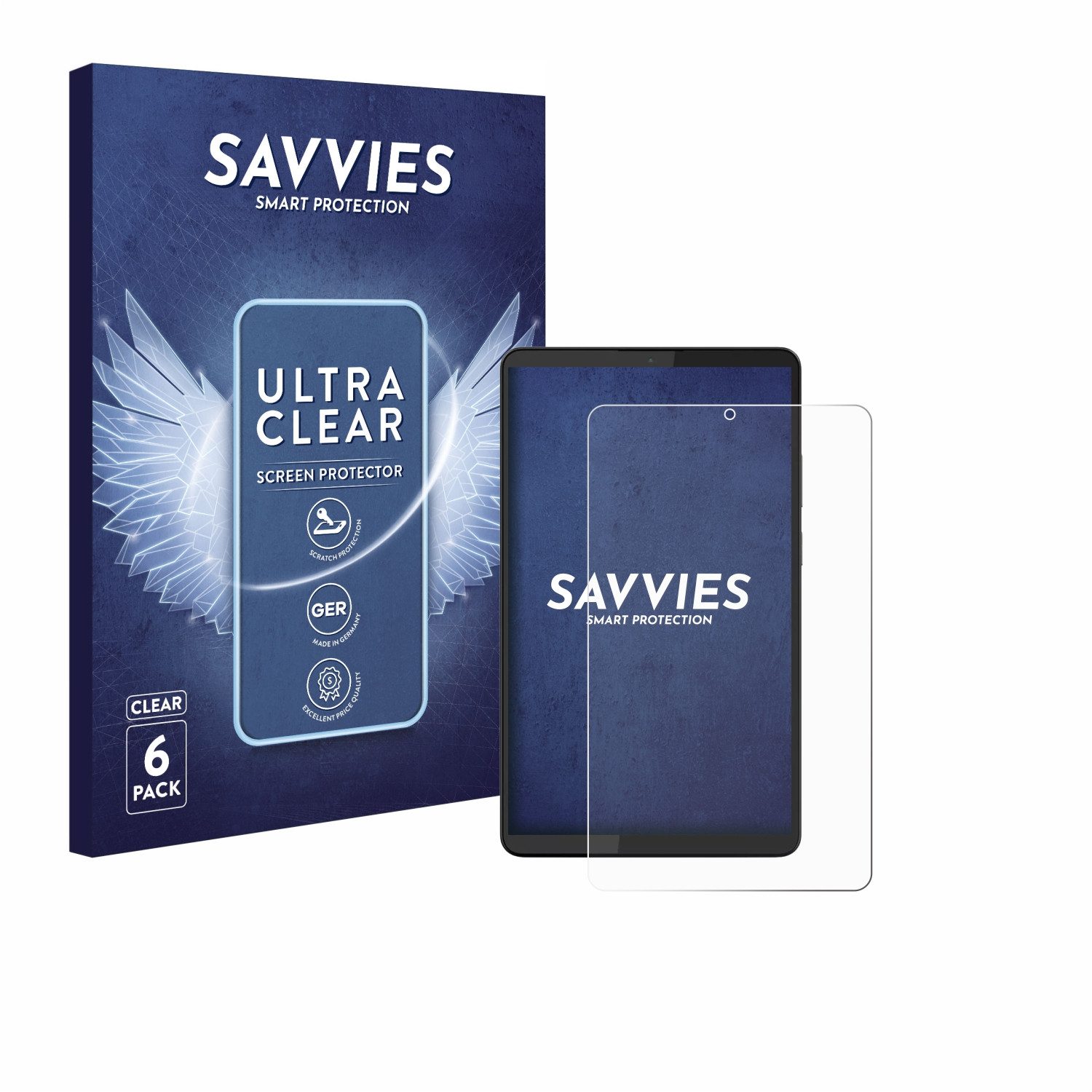 Savvies Displayschutzfolie Schutzfolie für Lenovo Tab One 8.7", 6 Stück, Displayschutz Schutz Folie Klar Transparent