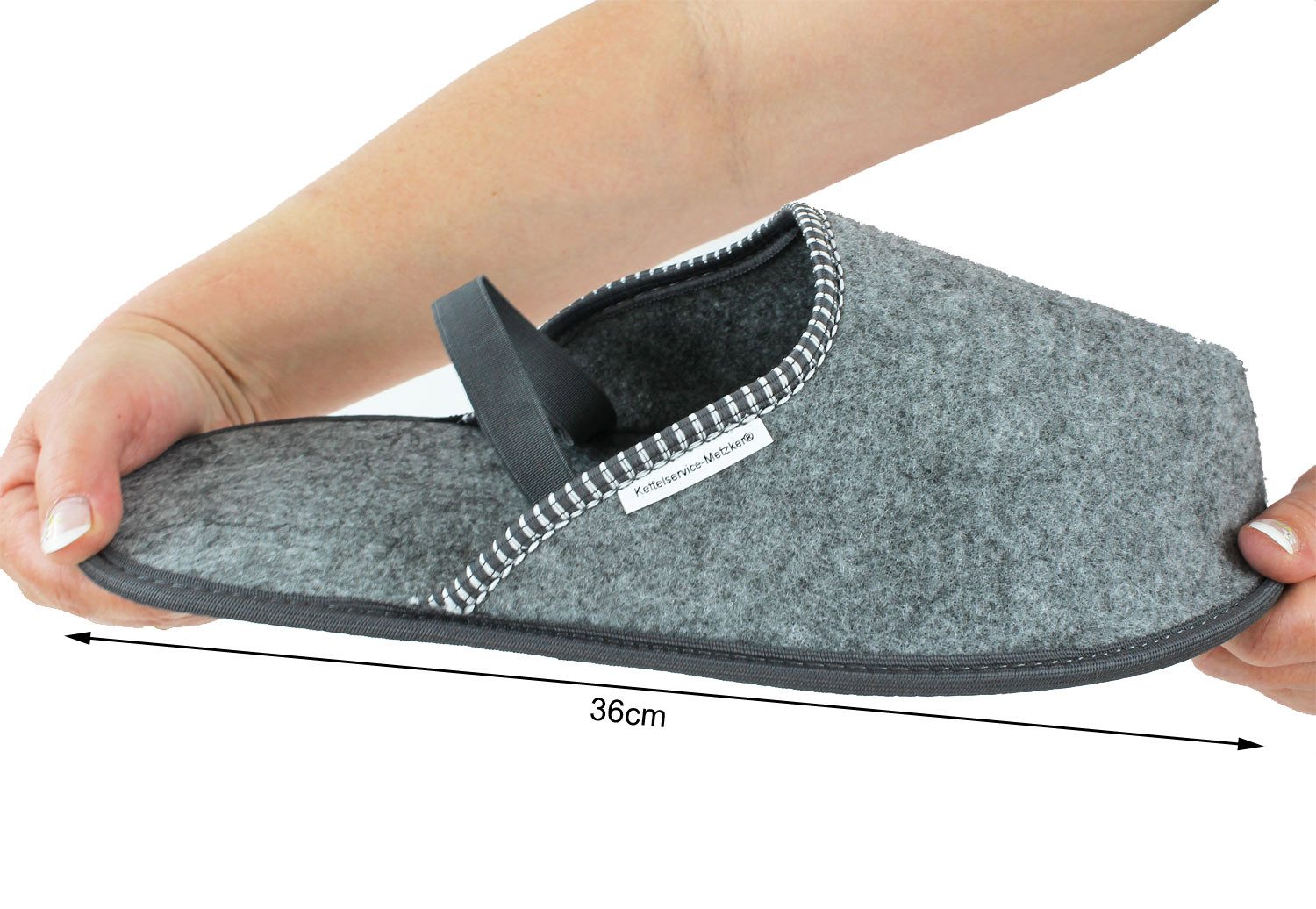Metzker® Museumspantoffel Überschuh mit Filzsohle oder Nopppensohle Pantoffel 1 Paar Grau