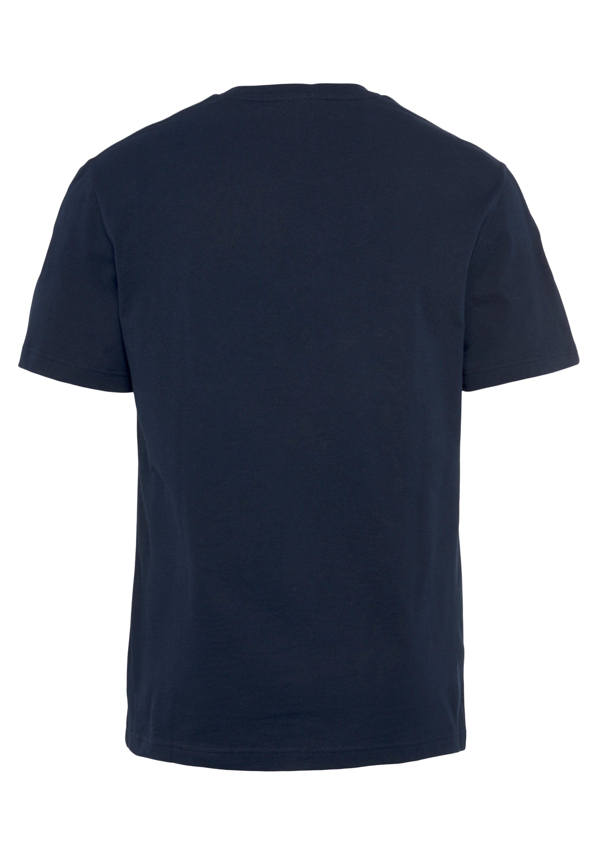 navy blue Schultern Kontrastband T-Shirt an Lacoste mit beschriftetem den