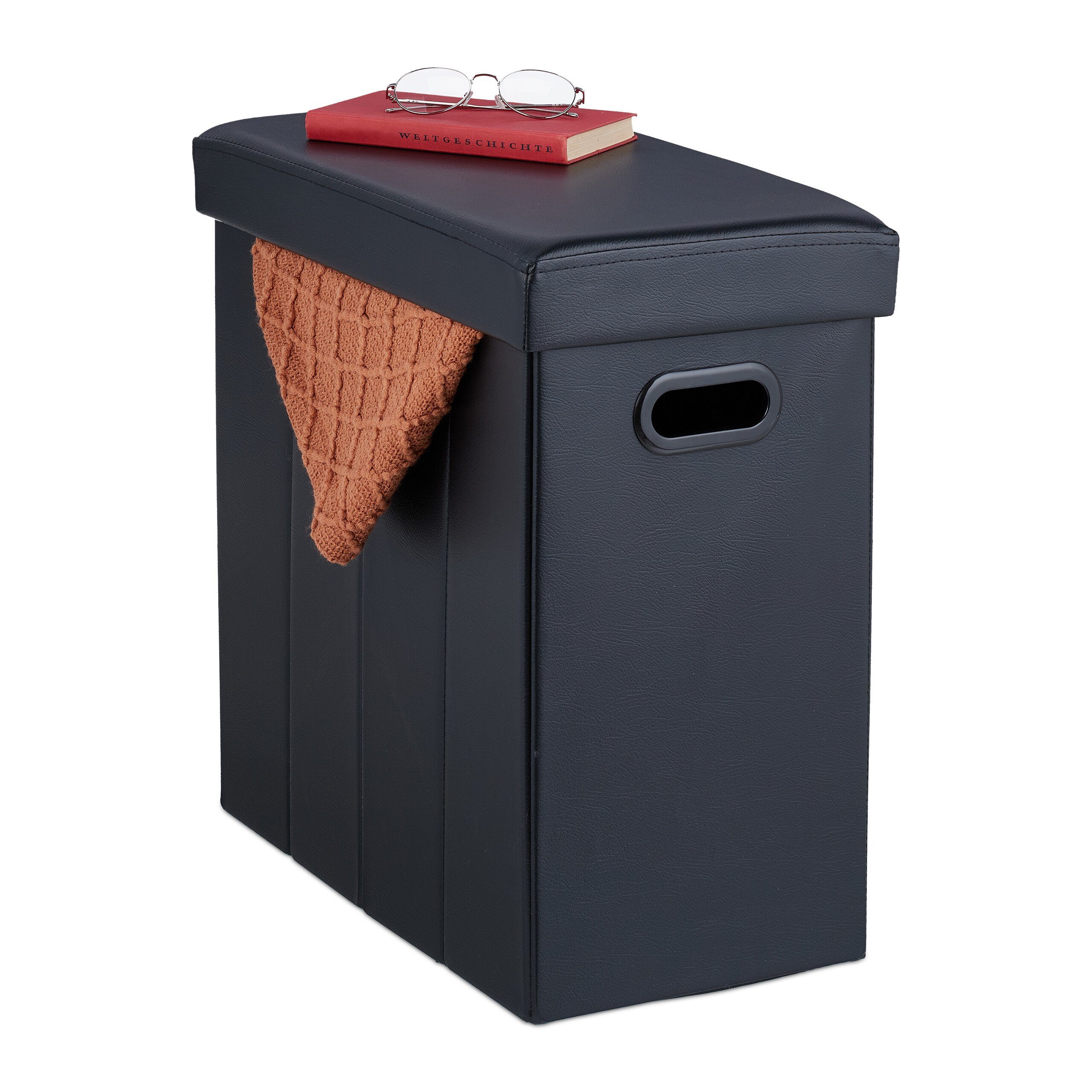 relaxdays Sitzhocker Schwarzer Sitzhocker Kunstleder günstig online kaufen