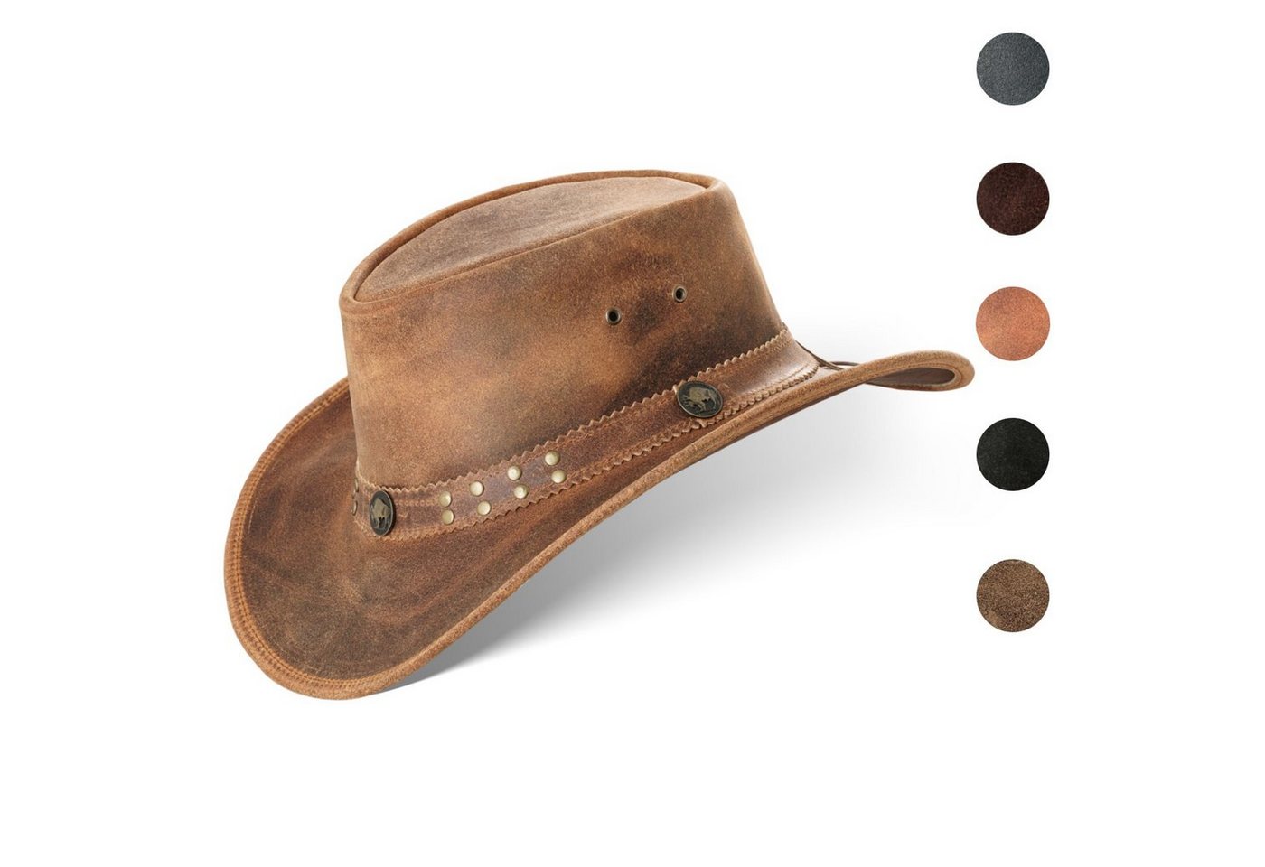 BLACK FOREST FOX Cowboyhut Buffalo Bill Herren Damen Western Cowboy Leder Hut in 5 Farben (1-St)