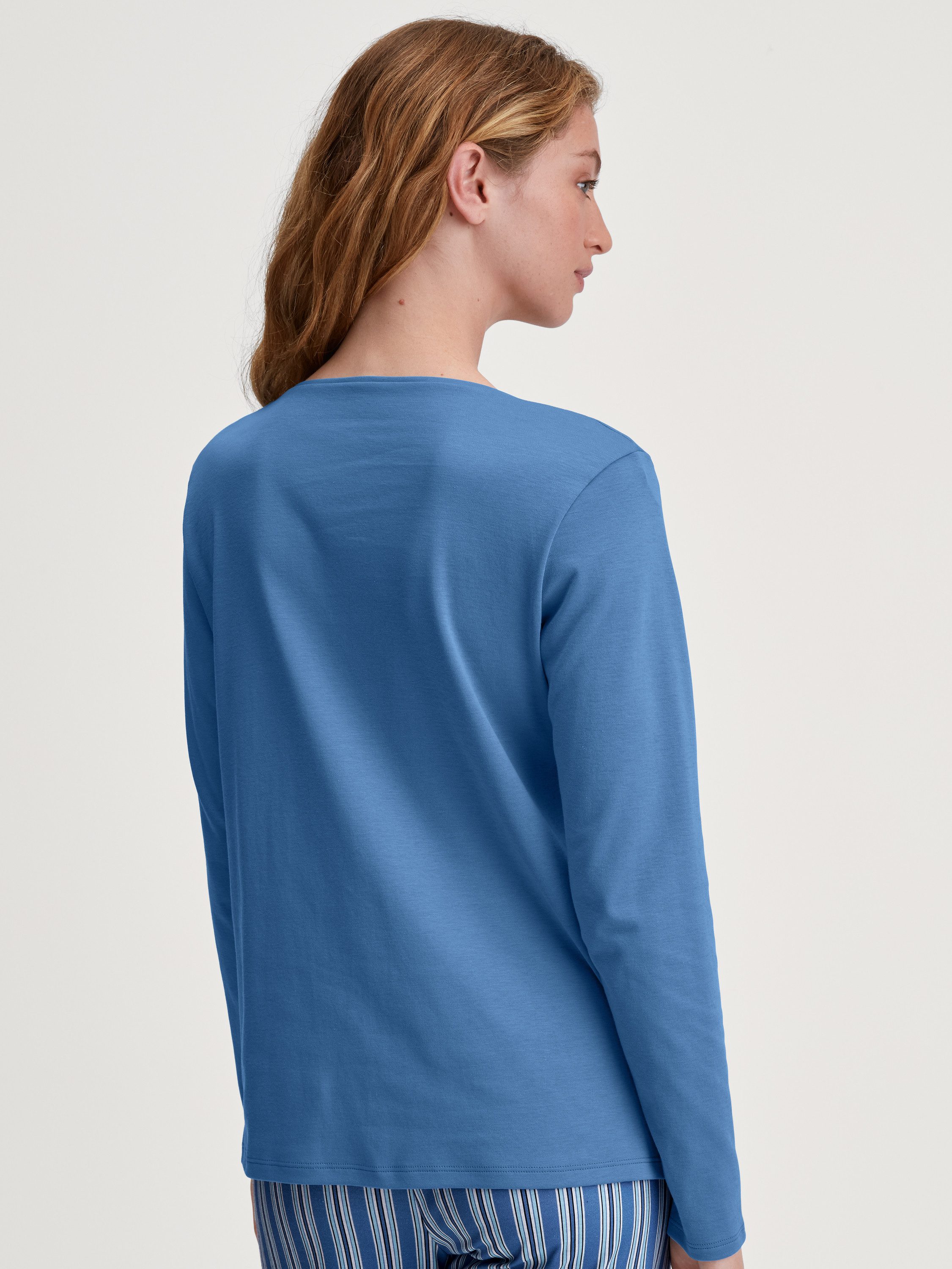 CALIDA Langarmshirt Favourites Journey Damen (1-tlg) V-Neck, aus Baumwolle, weich und pflegeleicht, lockere Passform