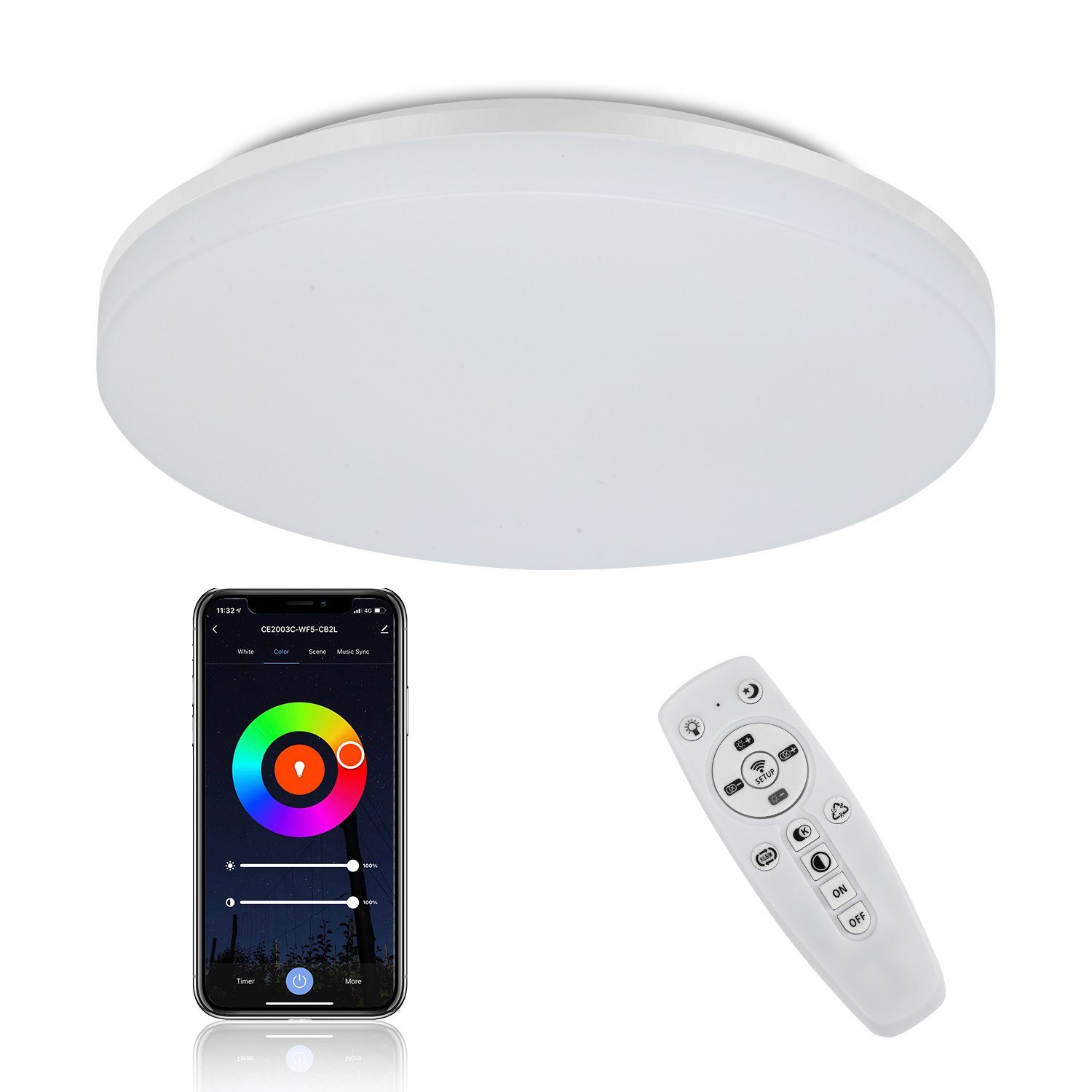 Gimisgu LED Deckenleuchte 30W RGB LED Deckenleuchte Deckenlampe mit Fernbedienung Wohnzimmer