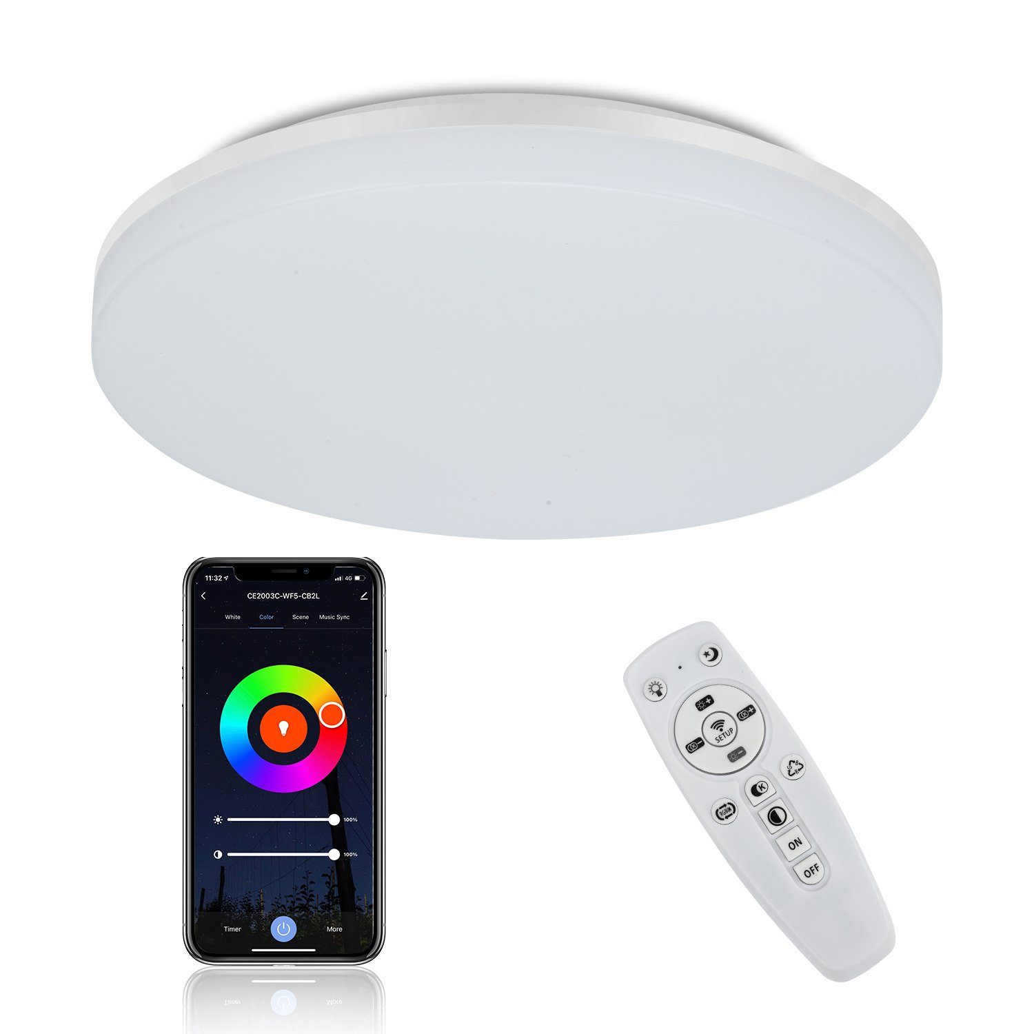 Fernbedienung 30W Deckenlampe Wohnzimmer mit Deckenleuchte RGB Deckenleuchte LED Gimisgu LED