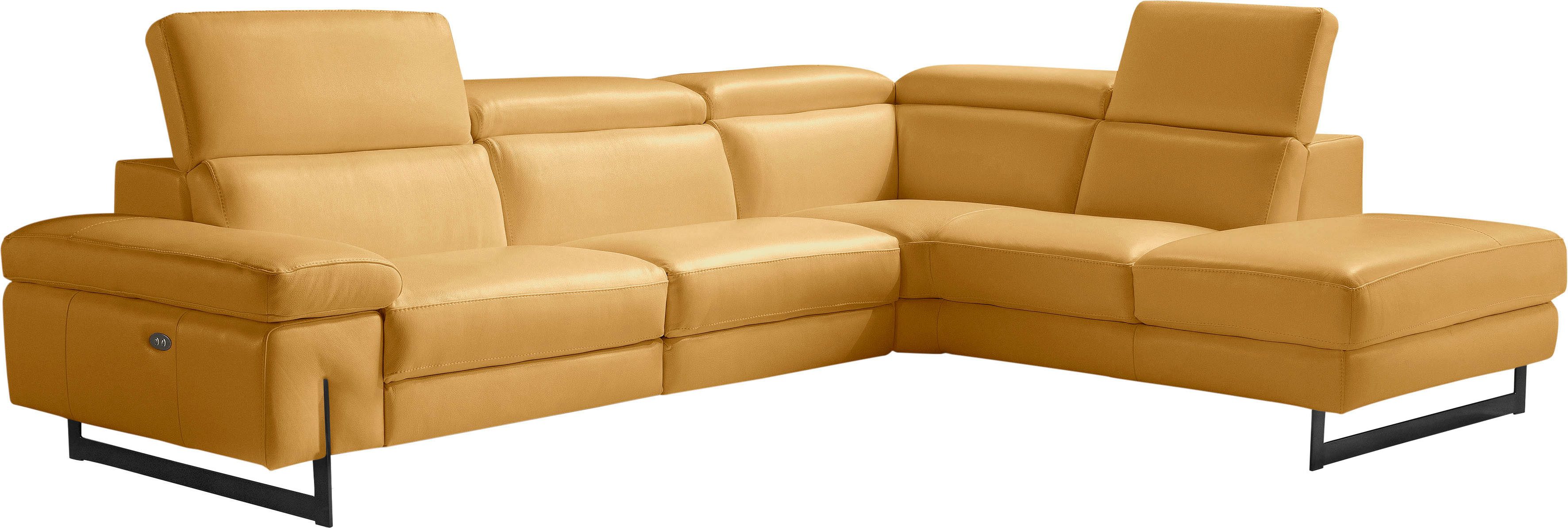 Egoitaliano Ecksofa Candice, elegant, edel und bequem, erstklassiger Sitzkomfort, L-Form, inkl. 2 elektrischer Relaxfunktionen, Bedienung über Taste an Armlehne