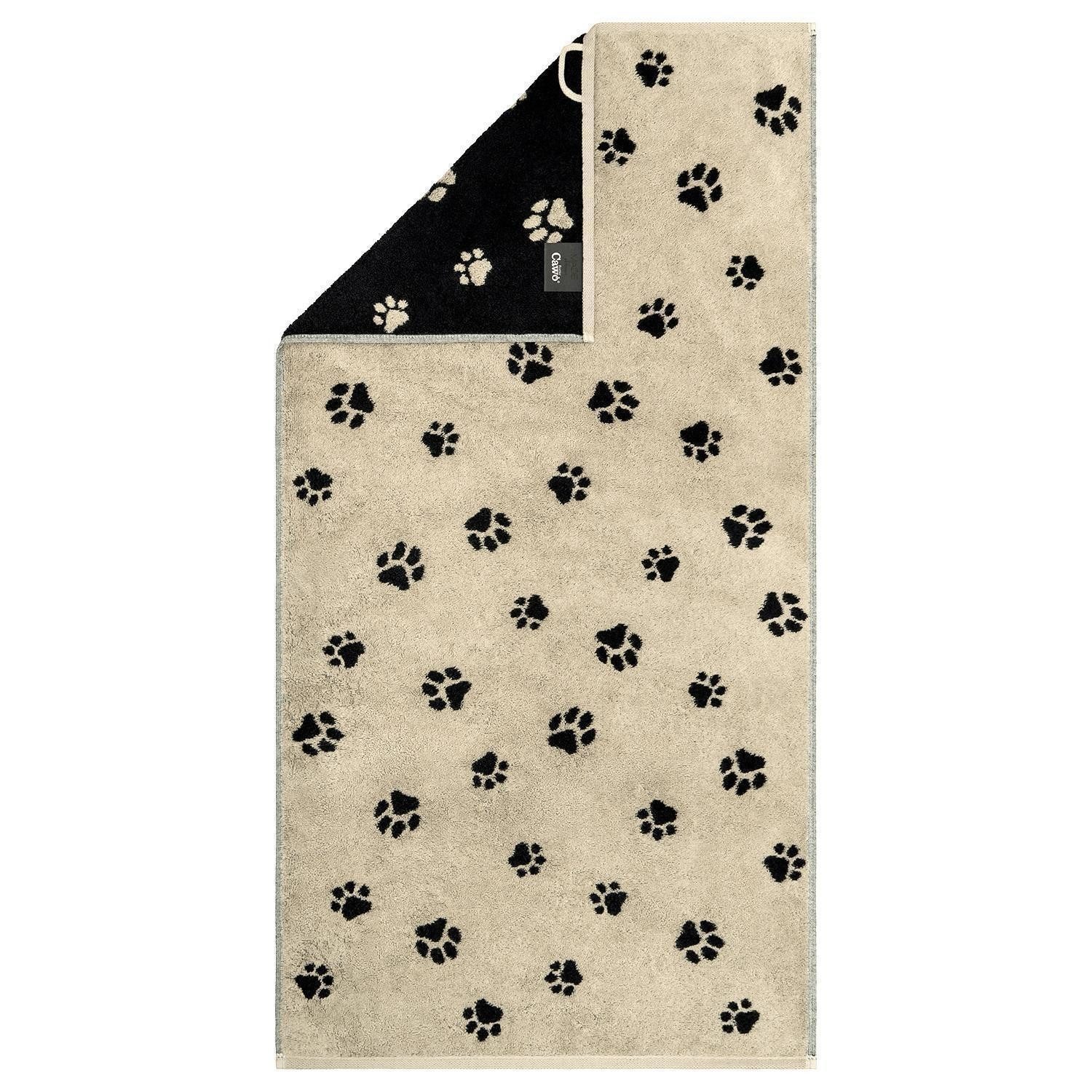 Cawö Handtuch WE LOVE DOGS, 50 x 100 cm, Schwarz, Beige, Baumwolle (1-St), Made in Germany, mit Öse zum Aufhängen, 500 g / m²